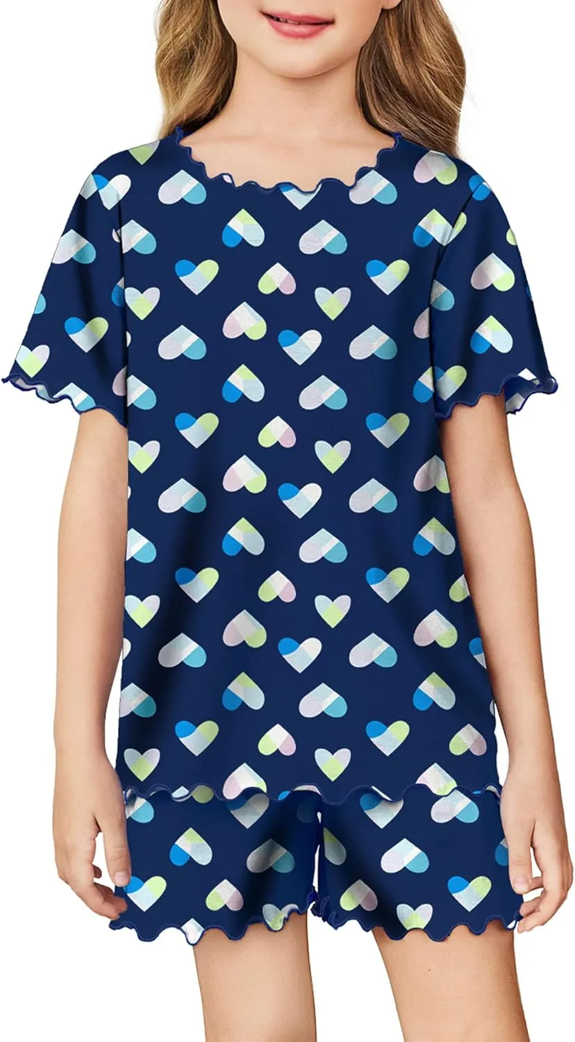 Arshiner Girls Pajama Set Short Sleeve Lounge Set