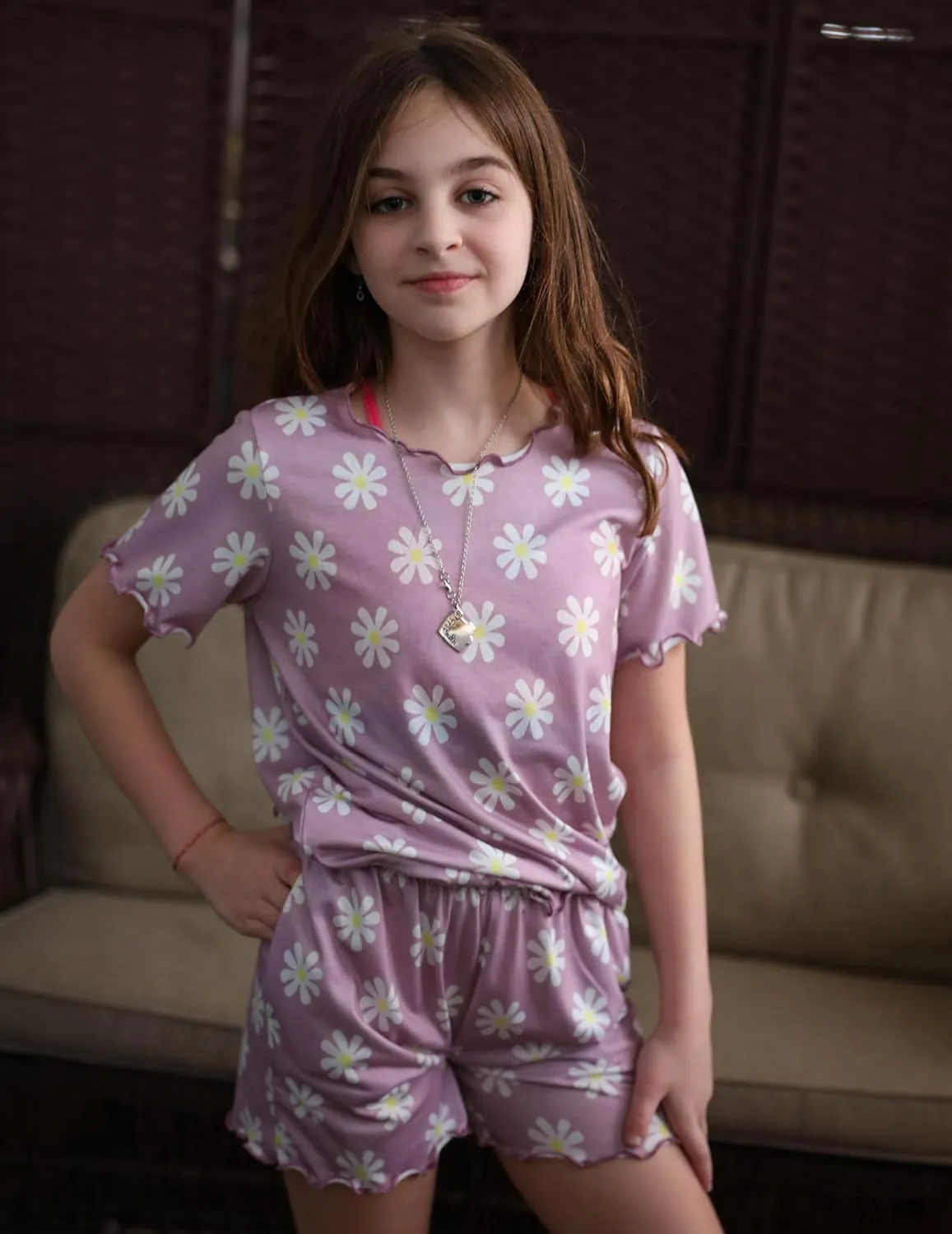 Arshiner Girls Pajama Set Short Sleeve Lounge Set