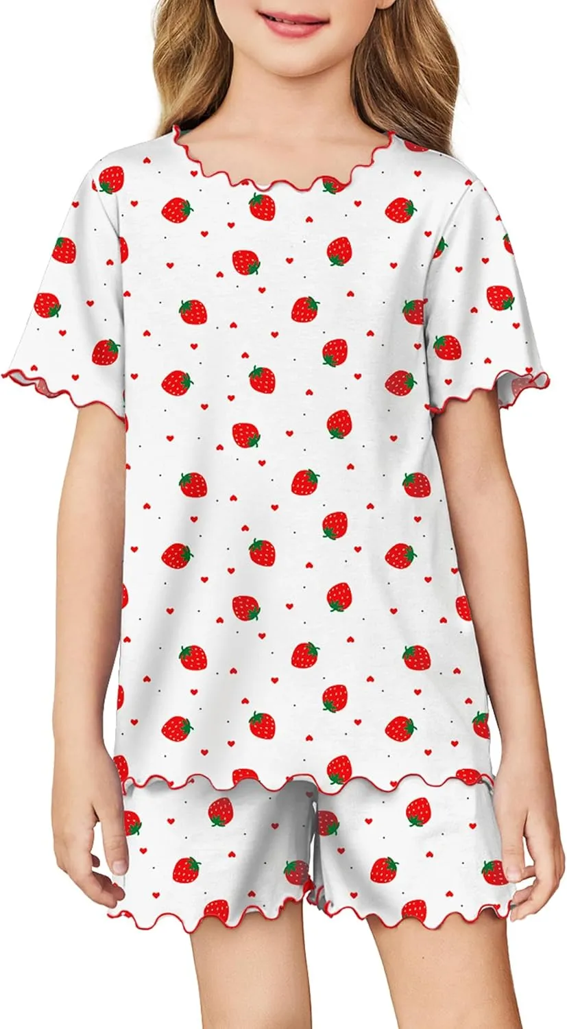 Arshiner Girls Pajama Set Short Sleeve Lounge Set