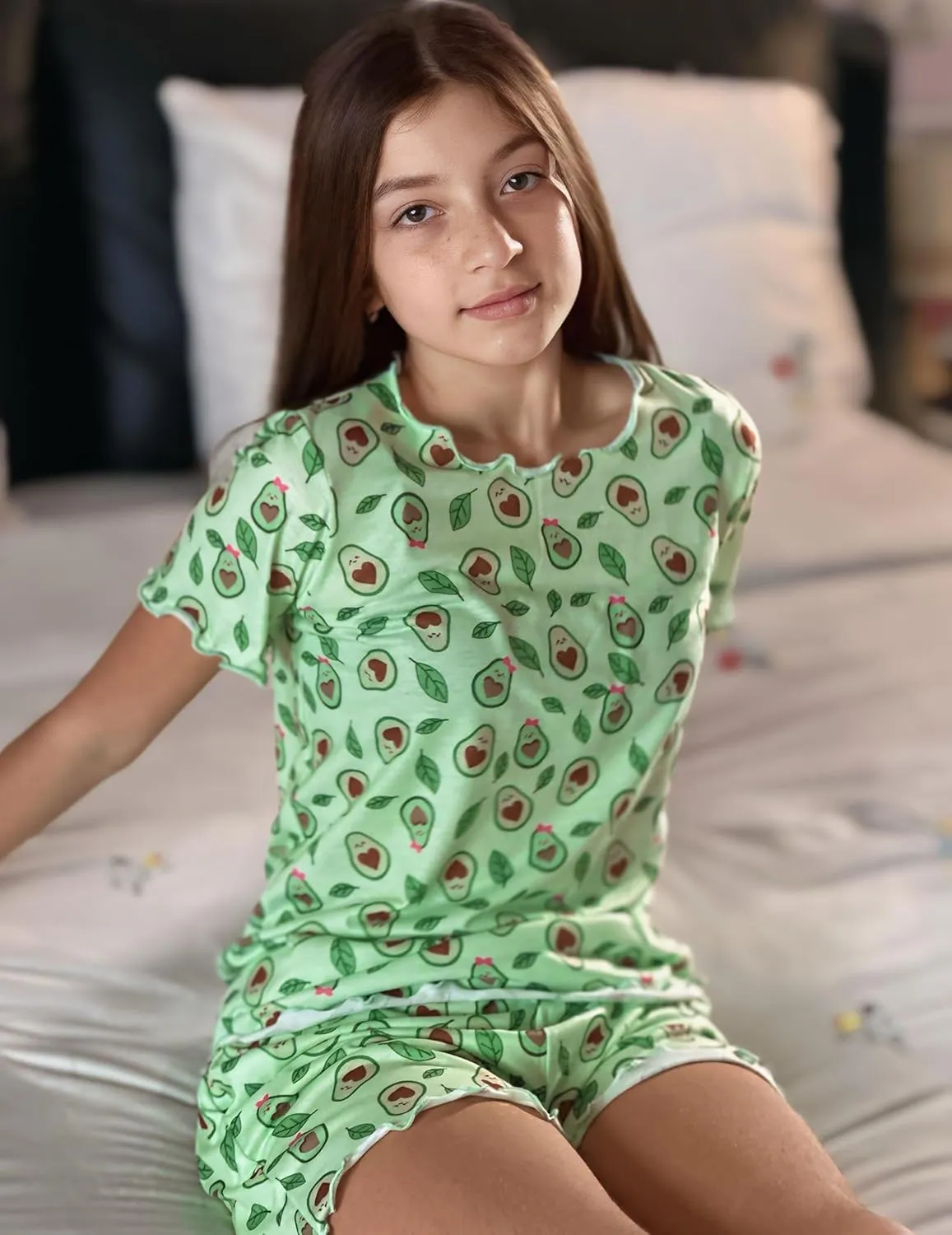 Arshiner Girls Pajama Set Short Sleeve Lounge Set
