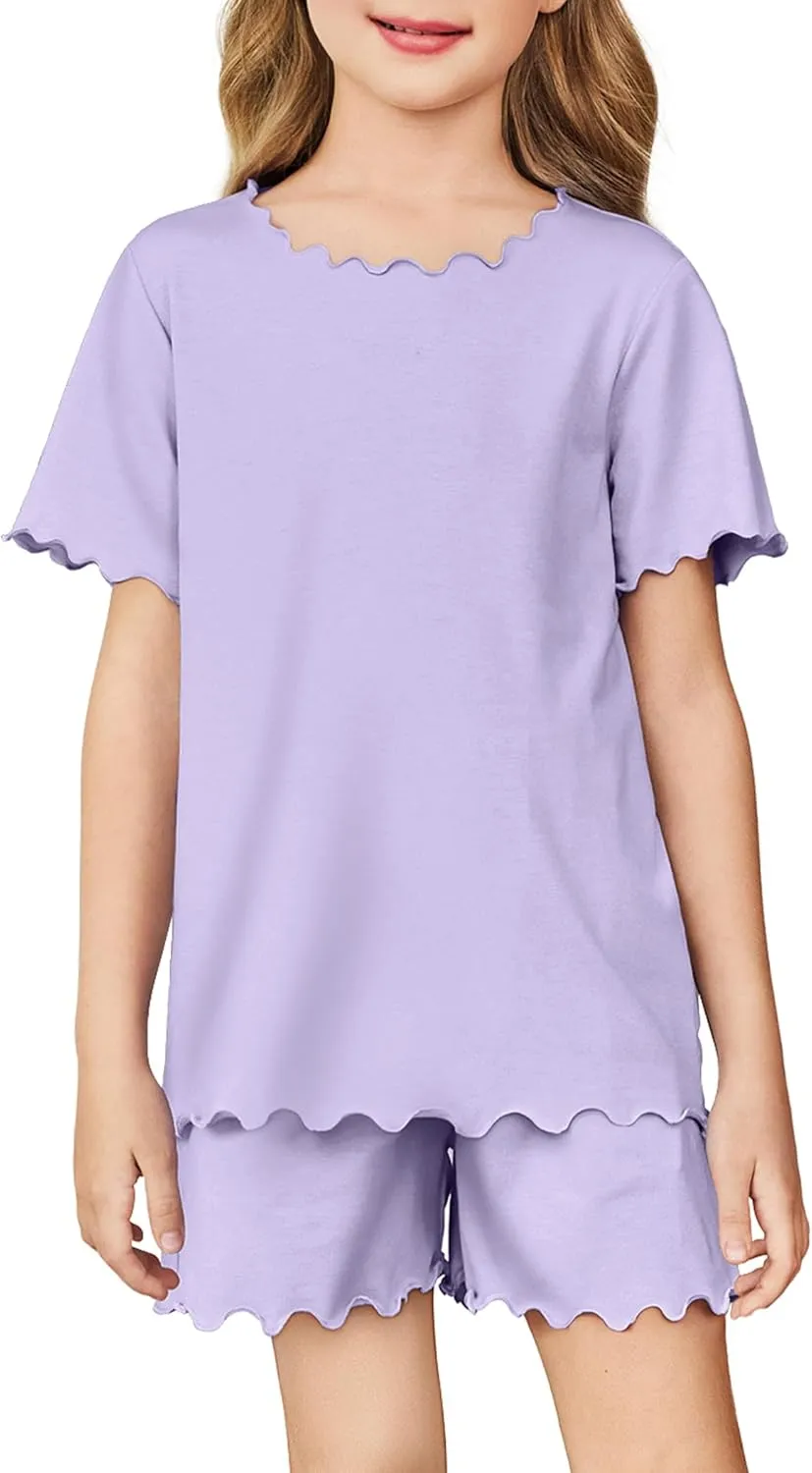 Arshiner Girls Pajama Set Short Sleeve Lounge Set