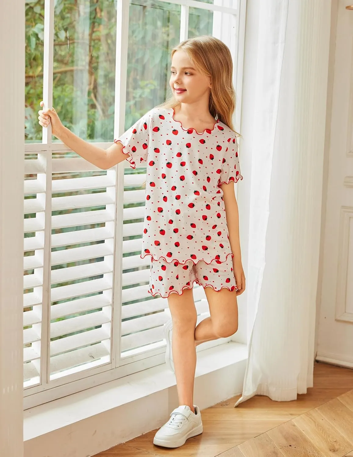 Arshiner Girls Pajama Set Short Sleeve Lounge Set