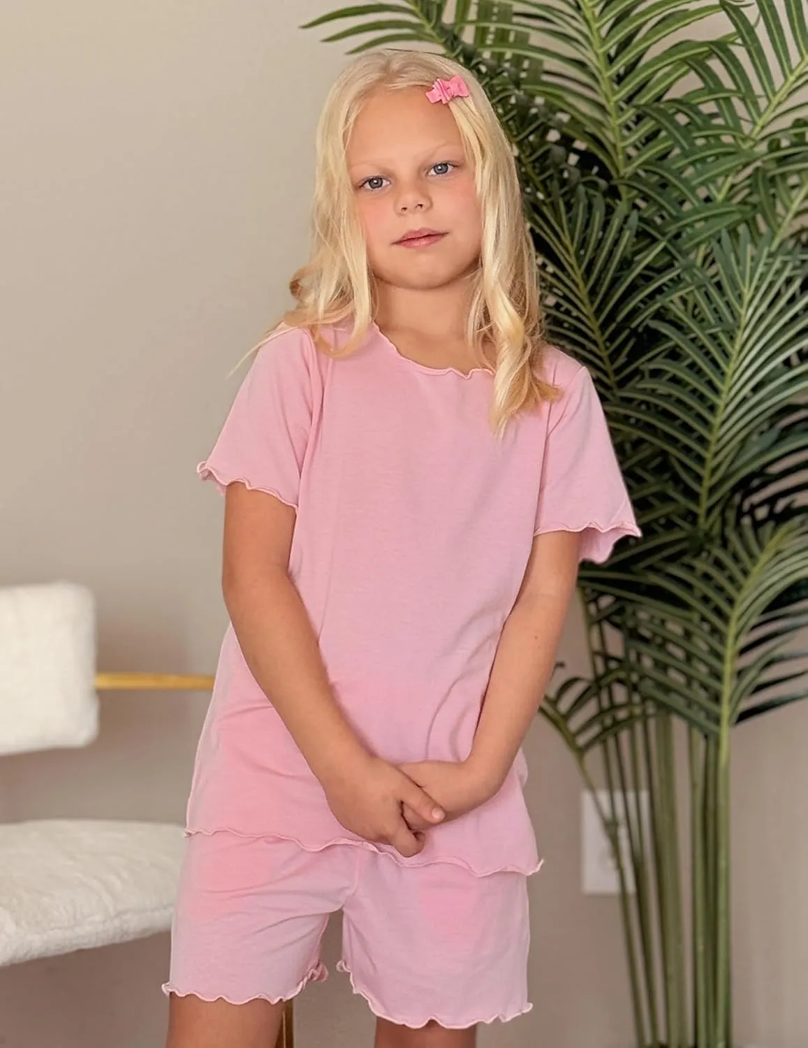 Arshiner Girls Pajama Set Short Sleeve Lounge Set