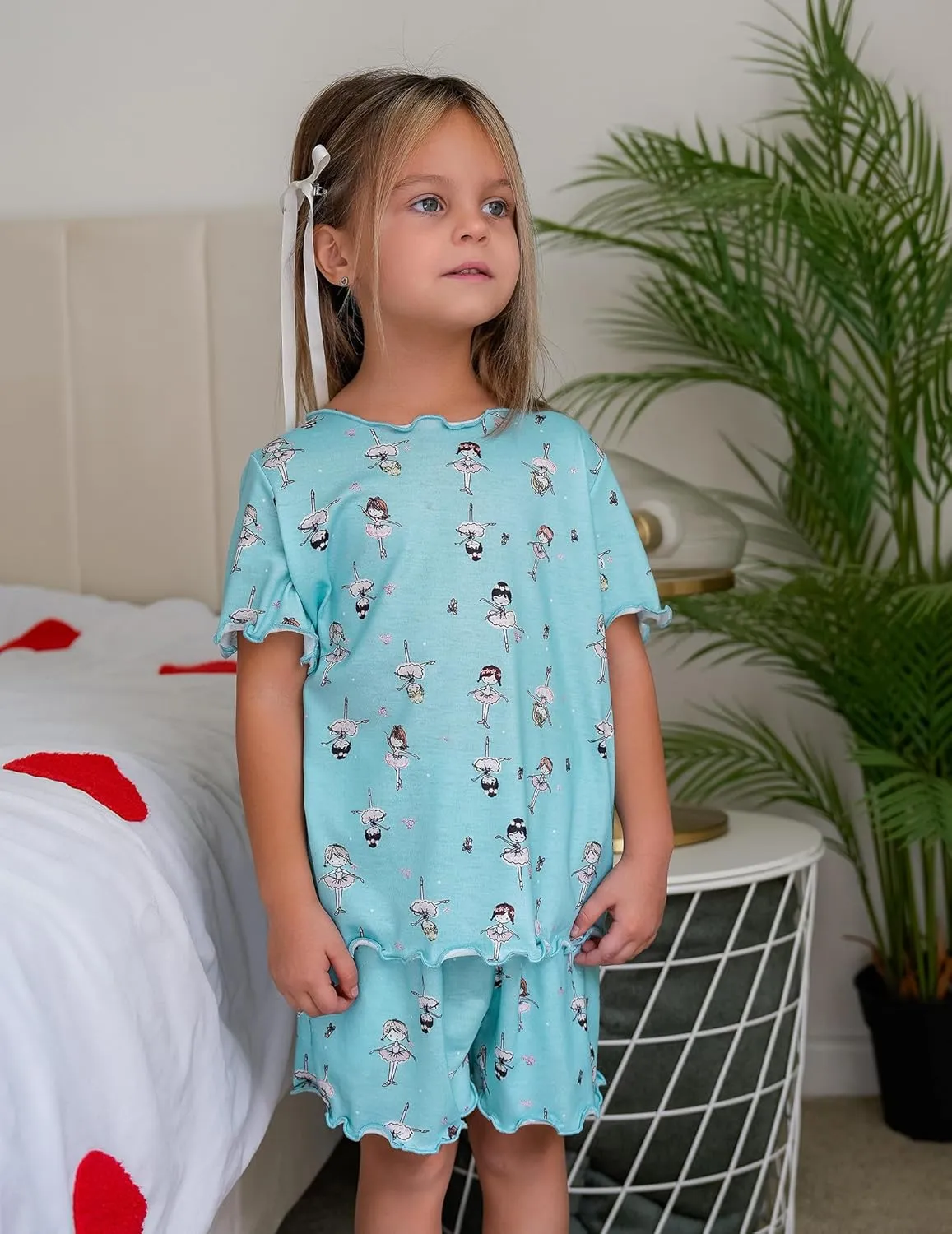 Arshiner Girls Pajama Set Short Sleeve Lounge Set