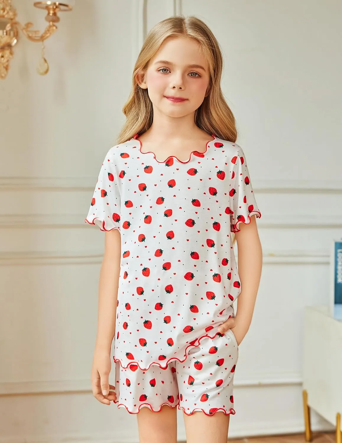 Arshiner Girls Pajama Set Short Sleeve Lounge Set