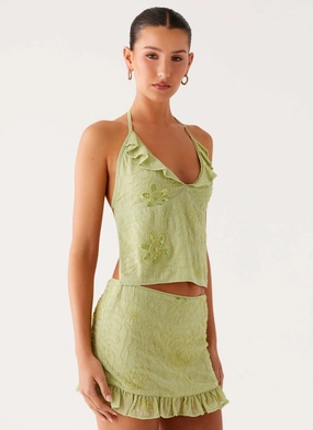 Savoir Beaded Halter Top - Mint Sleek Outdoor Look
