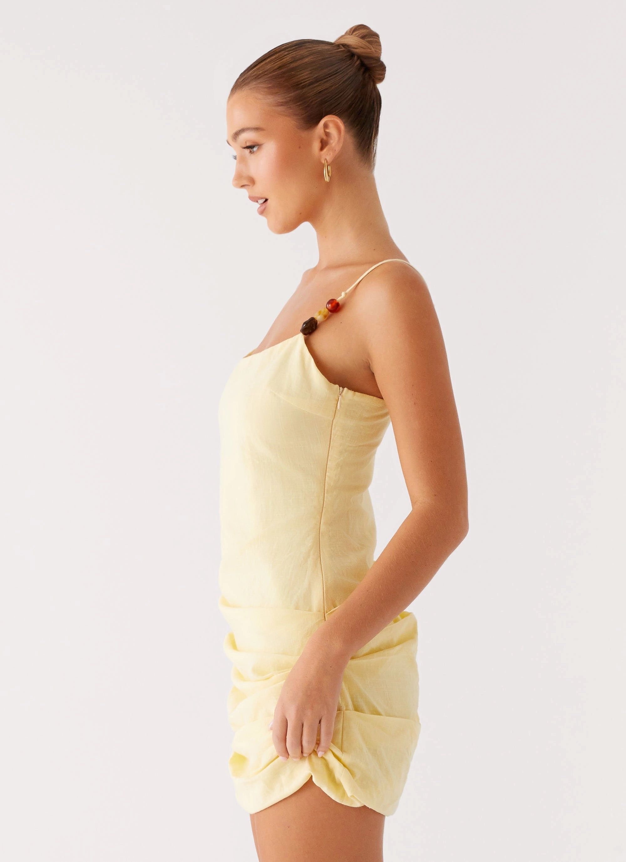 Brunch Fit Feminine empire waist dress Adella Mini Dress - Yellow
