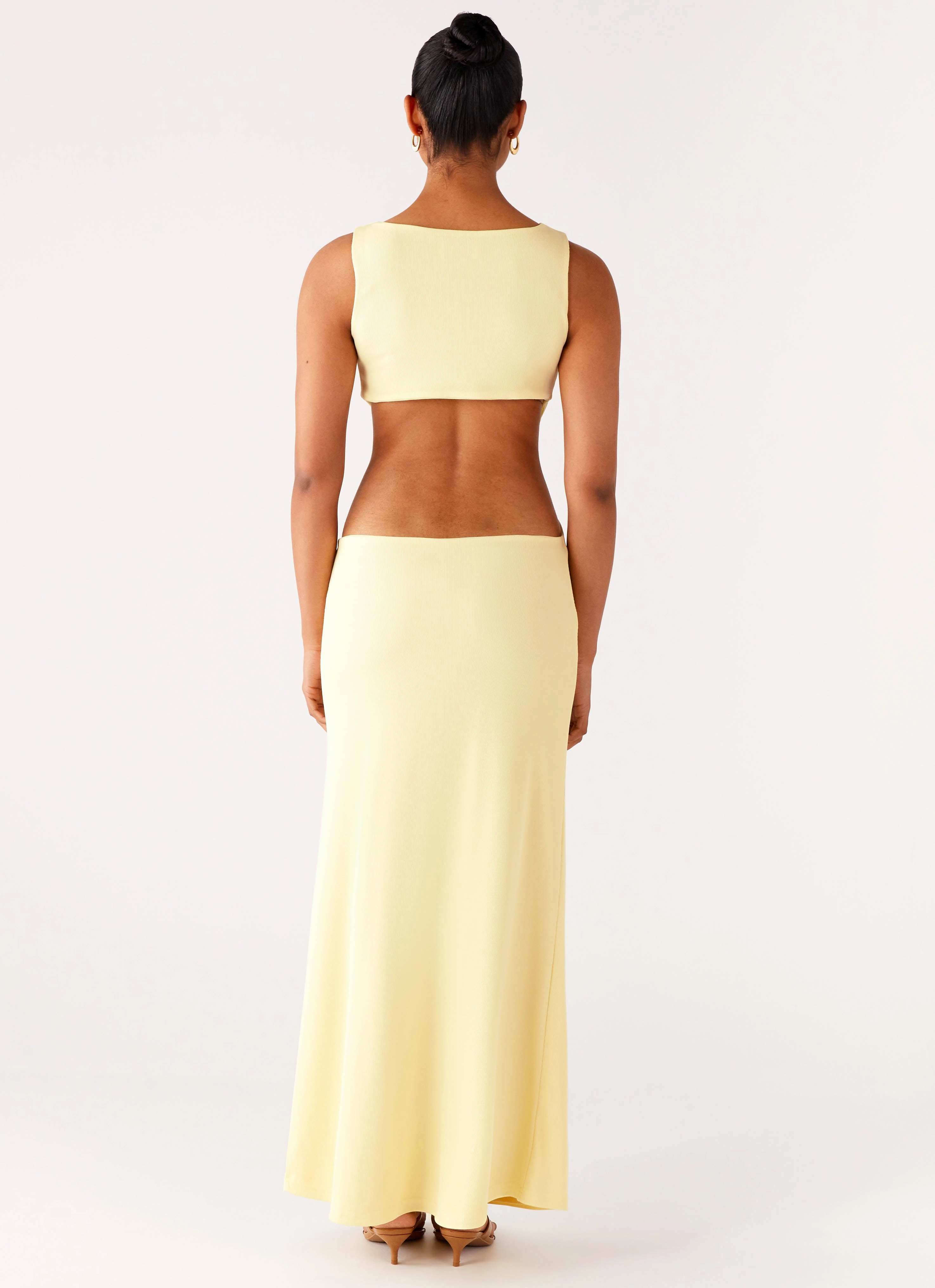 Rhinestone-Detail Minimalist Layering Aruba Hardware Maxi Dress - Yellow