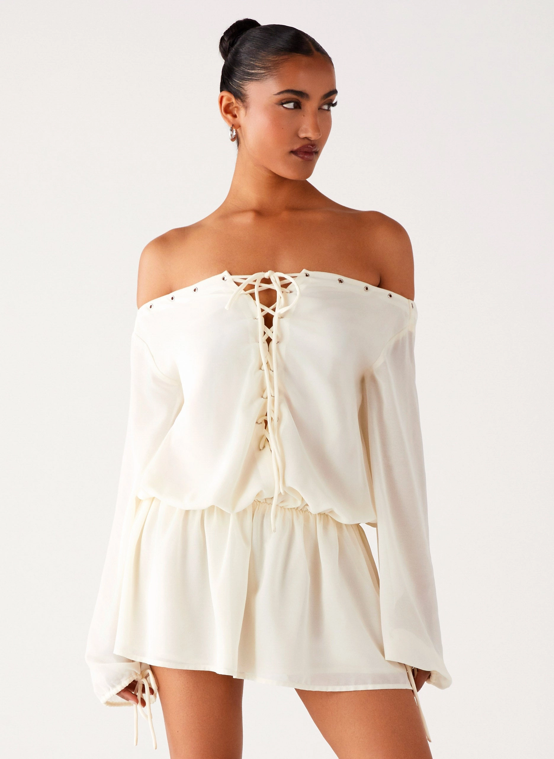 Stylish Feel Astaria Mini Dress - Ivory