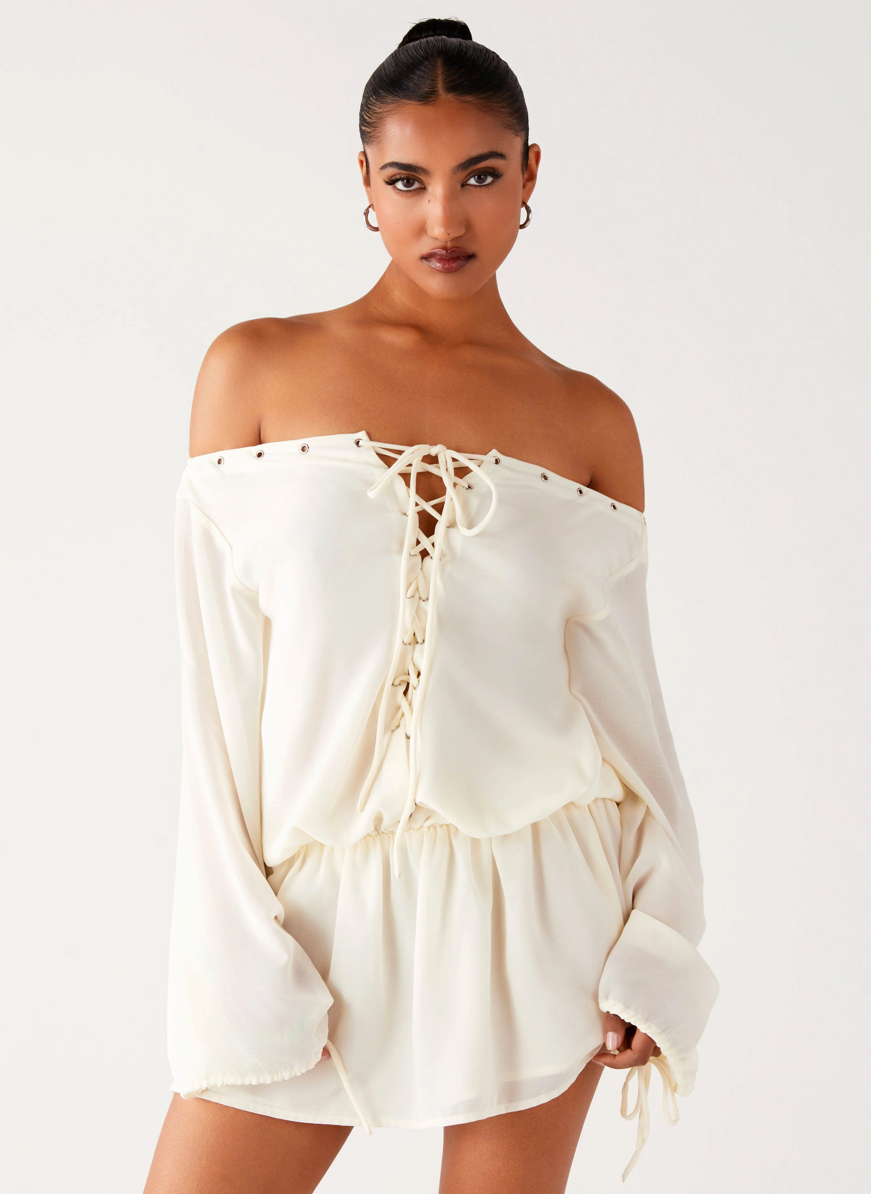 Astaria Mini Dress - Ivory cut out All-Day Comfort Wear