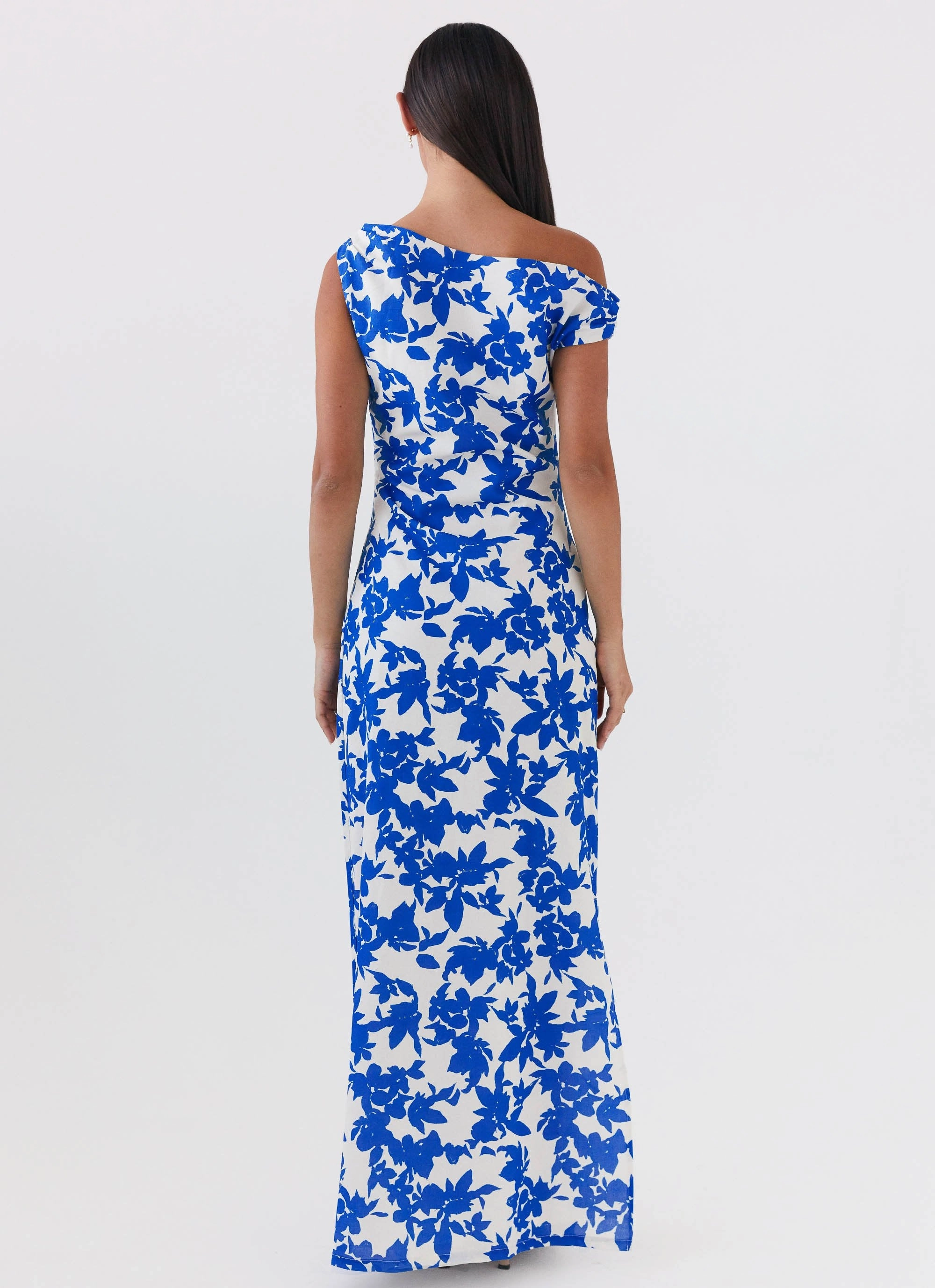 Pyper Off Shoulder Maxi Dress - Blue Floral Chic Vibe