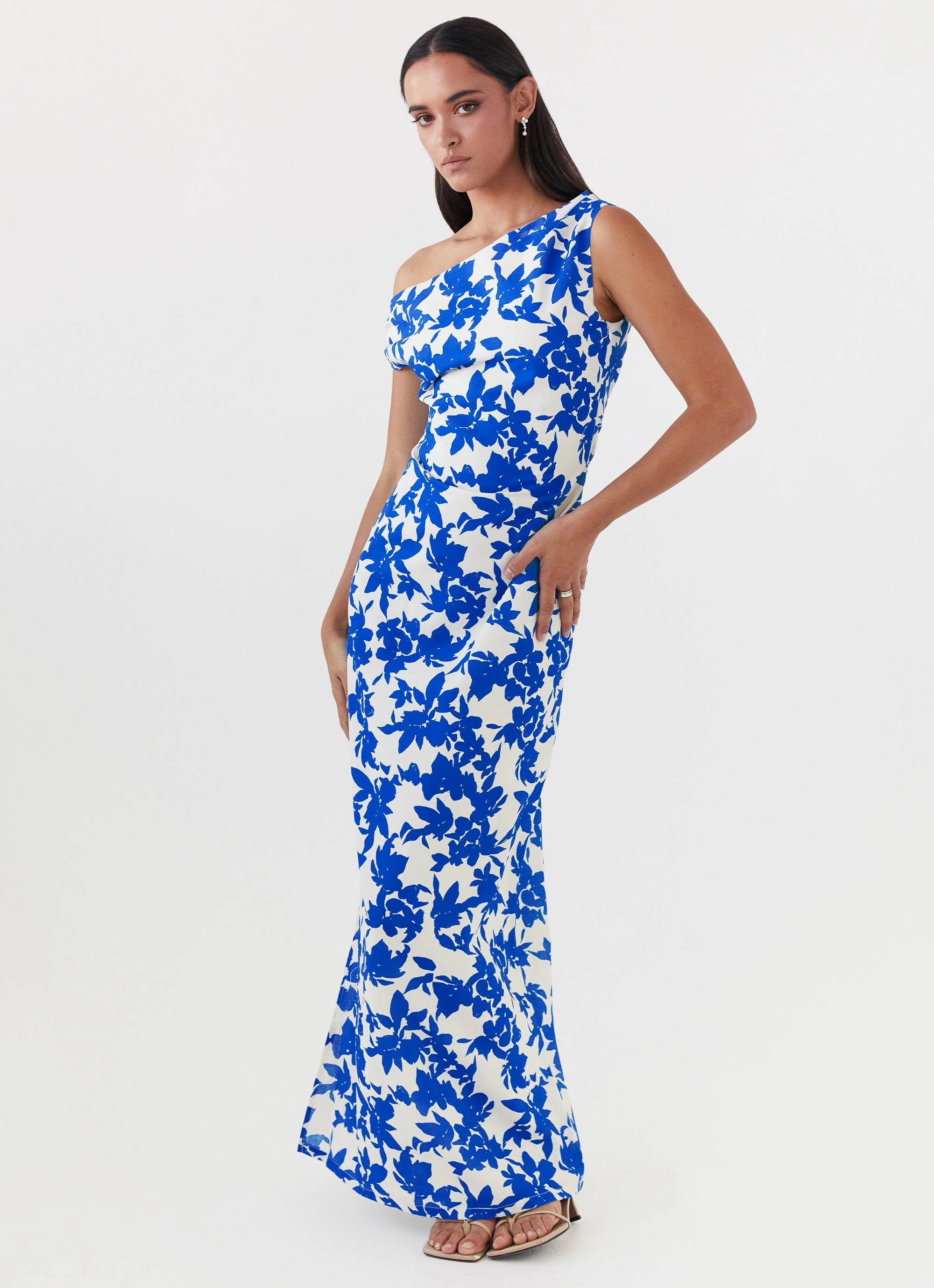 Clean Cut Autumn Ready Pyper Off Shoulder Maxi Dress - Blue Floral