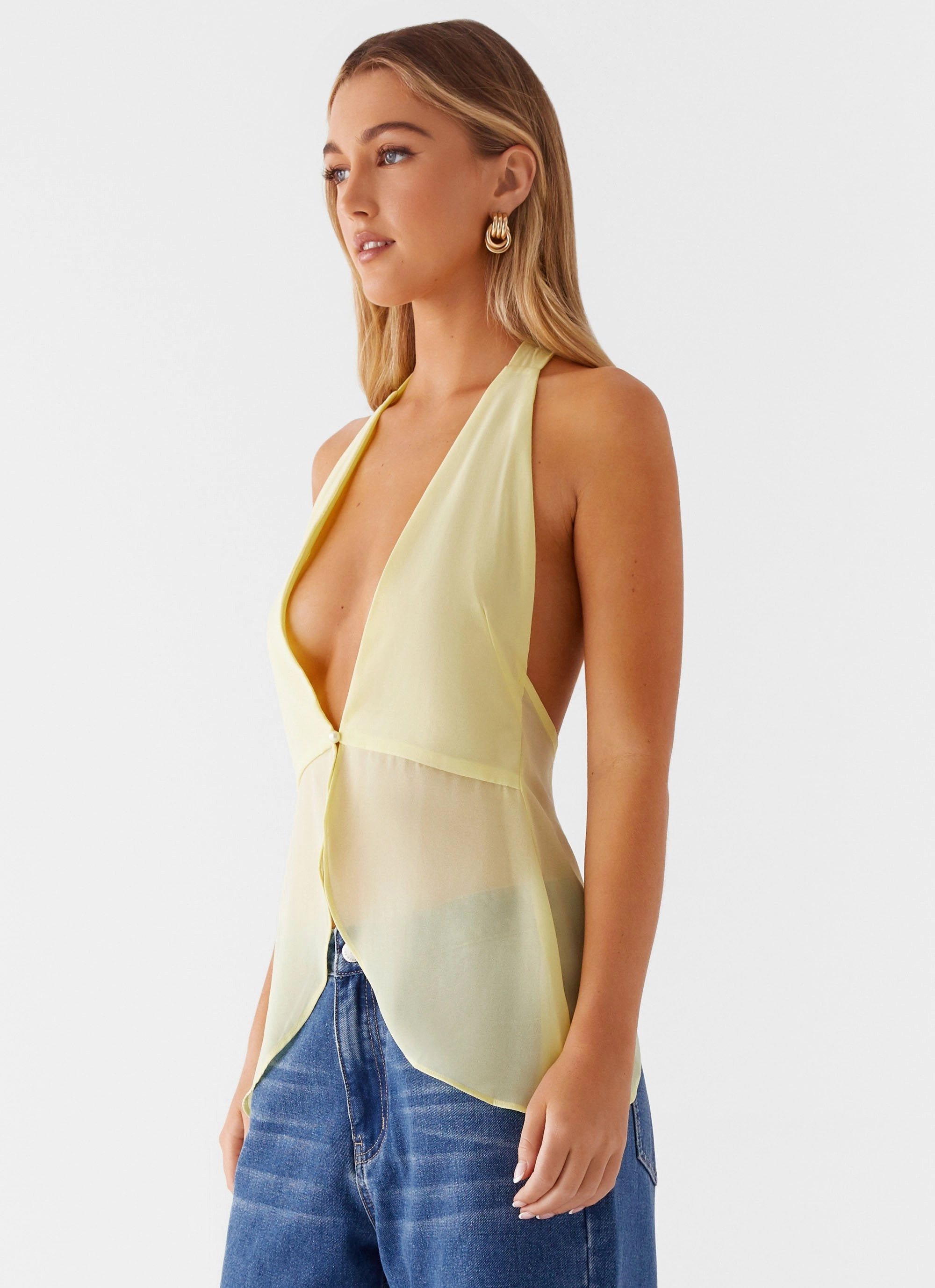 At Last Halterneck Top - Yellow AllDay Comfort Design FlexibleCollarStructure