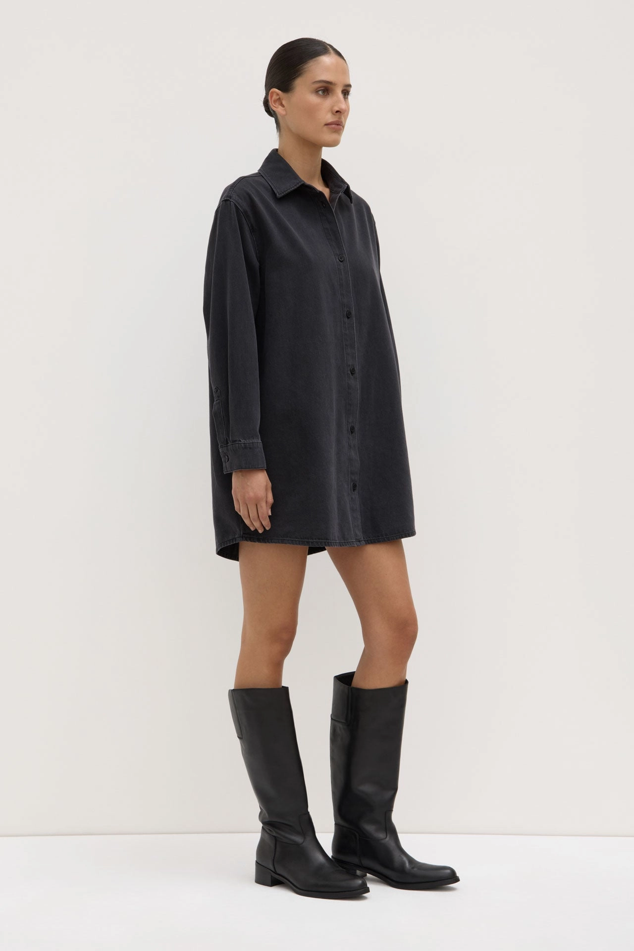 Athena Denim Shirt Dress Holiday Wear Edgy Twist