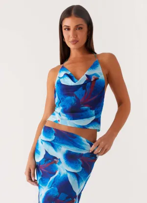 NonRestrictive Armholes Another Life Halter Top - Turquoise Floral