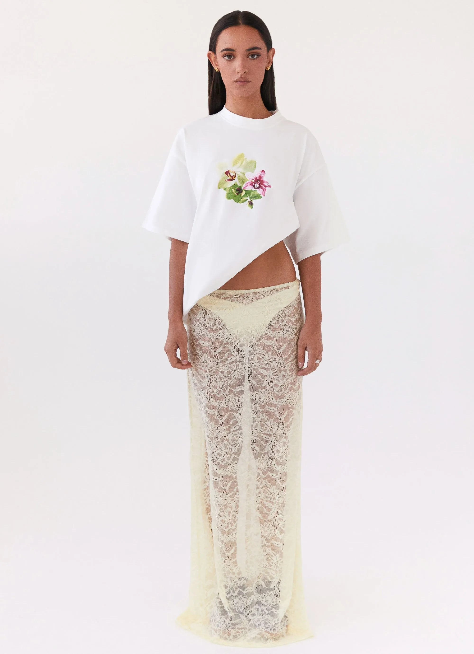 Slow Fashion Atoir Lace Maxi Skirt - Yellow