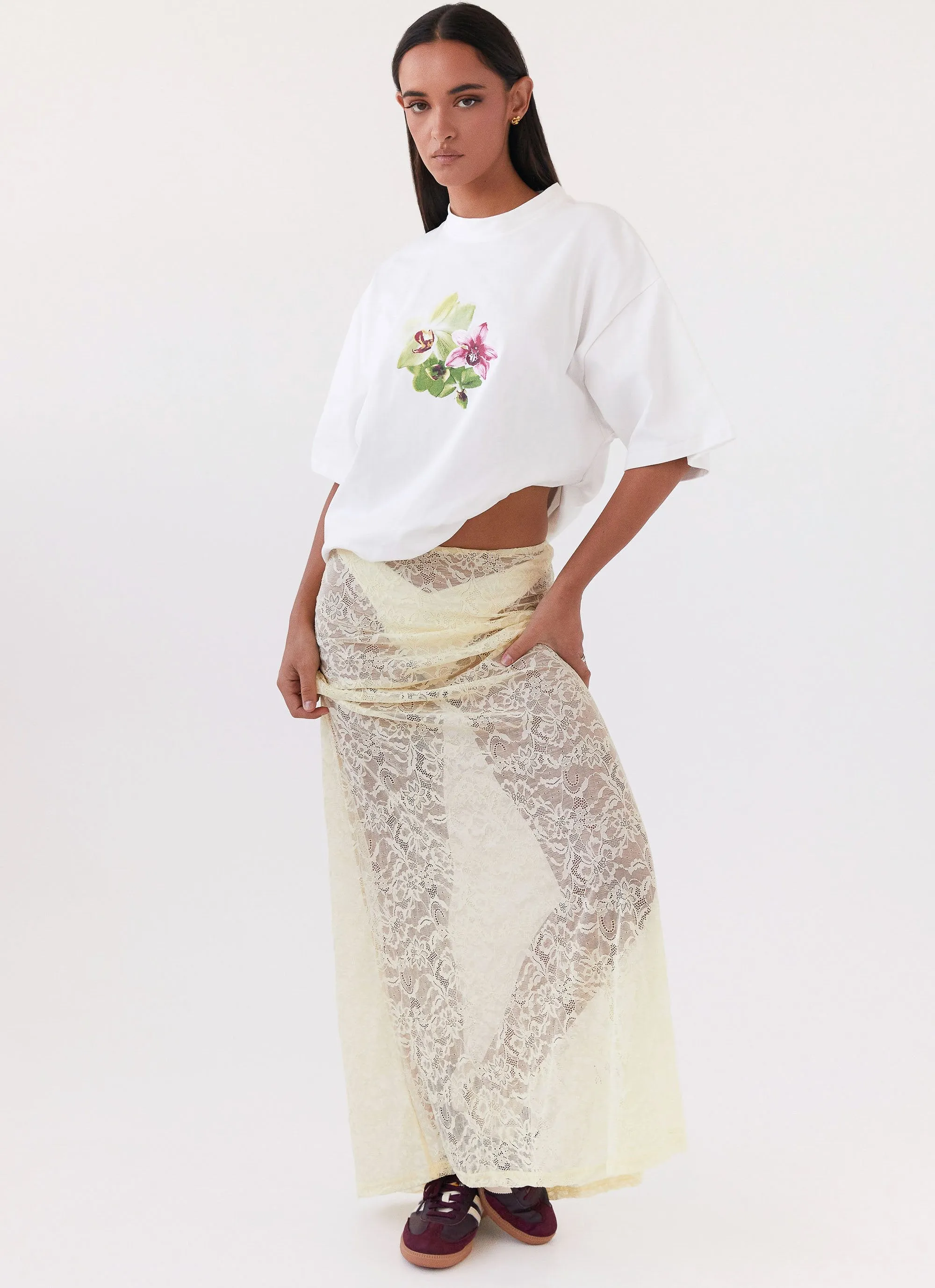 Atoir Lace Maxi Skirt - Yellow Bold Accent