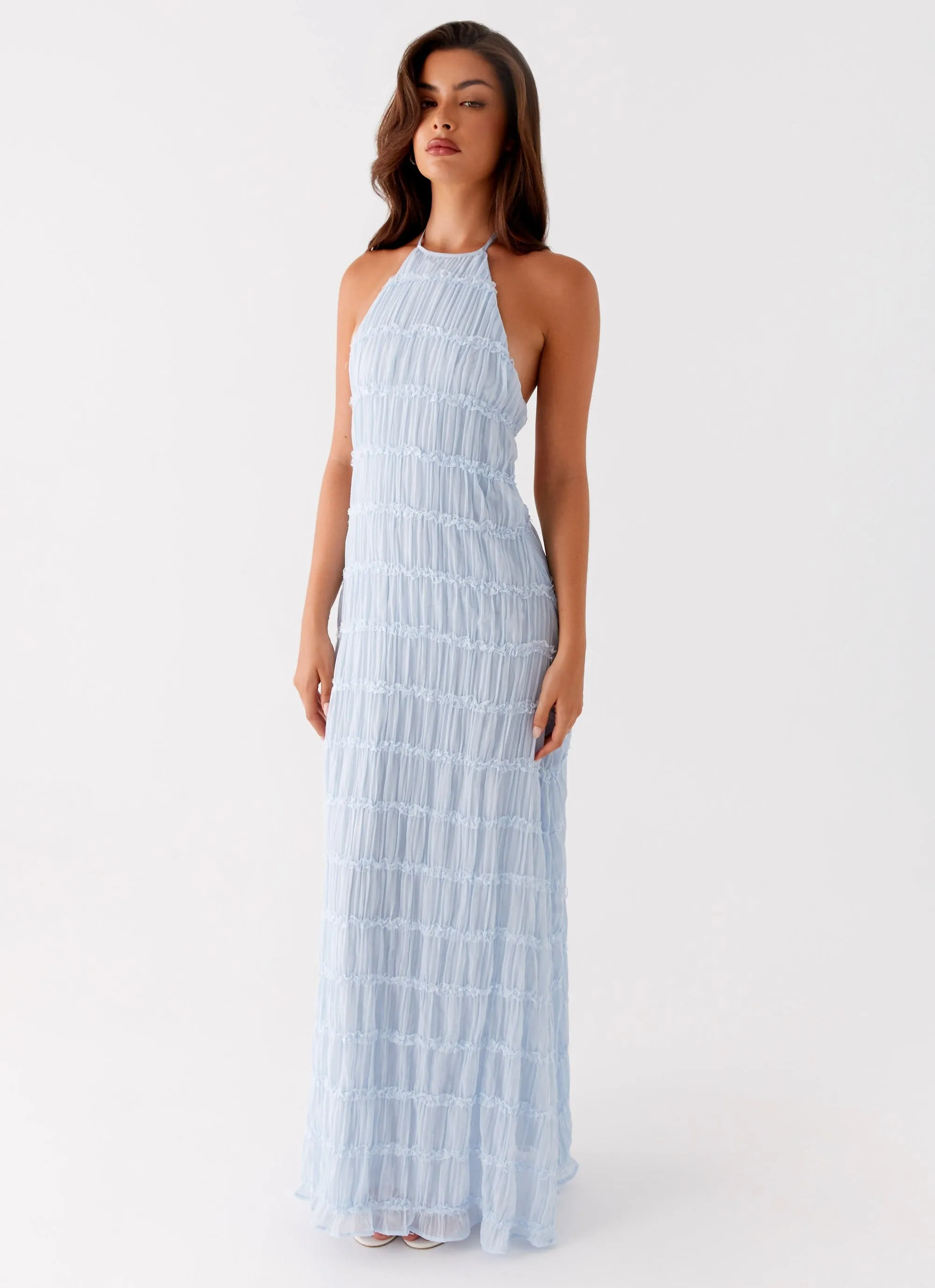 Stretchable Cloth Aullie Maxi Dress - Blue