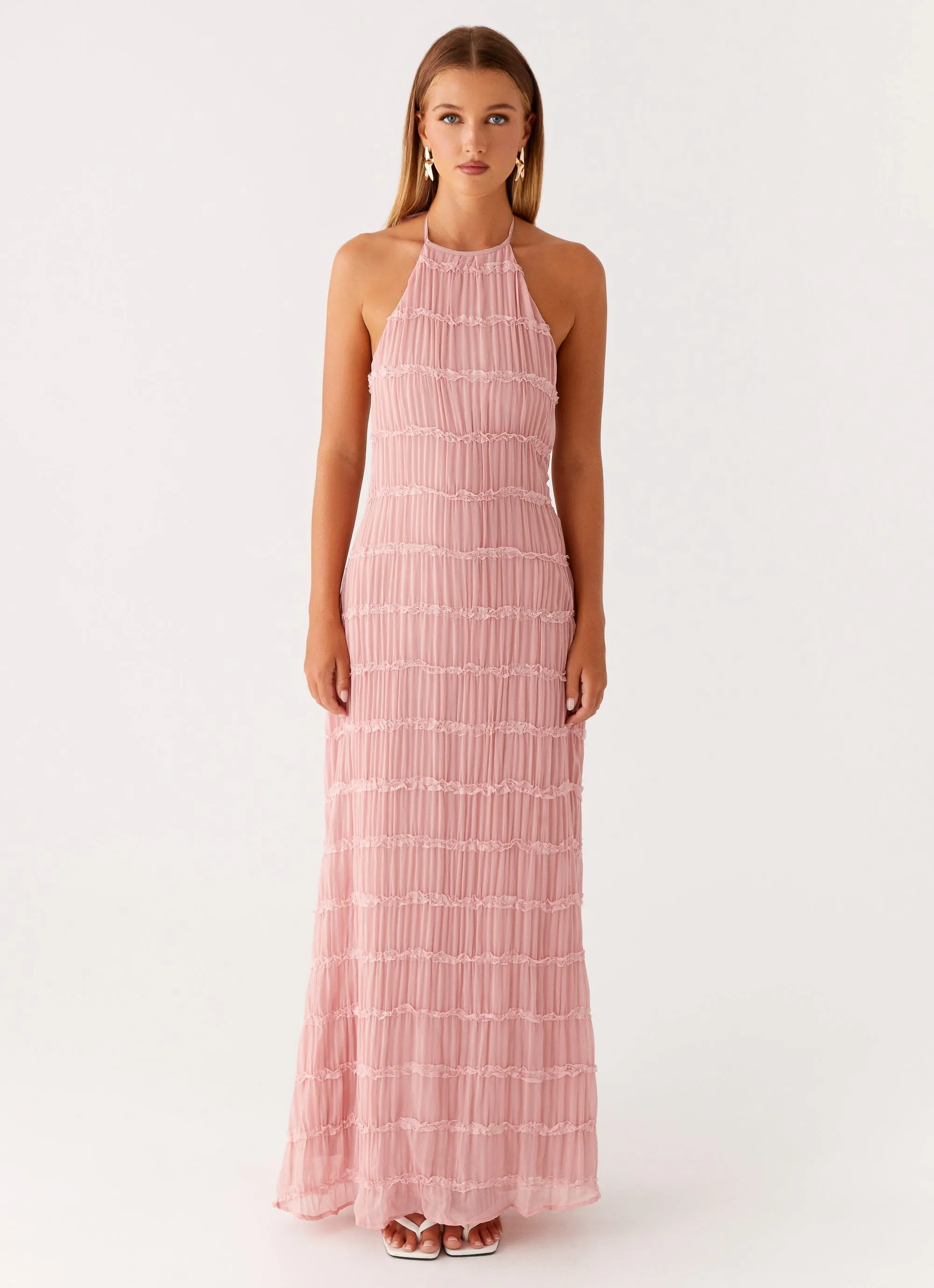 Anti Pilling Surface Stylish Appearance Aullie Maxi Dress - Pink