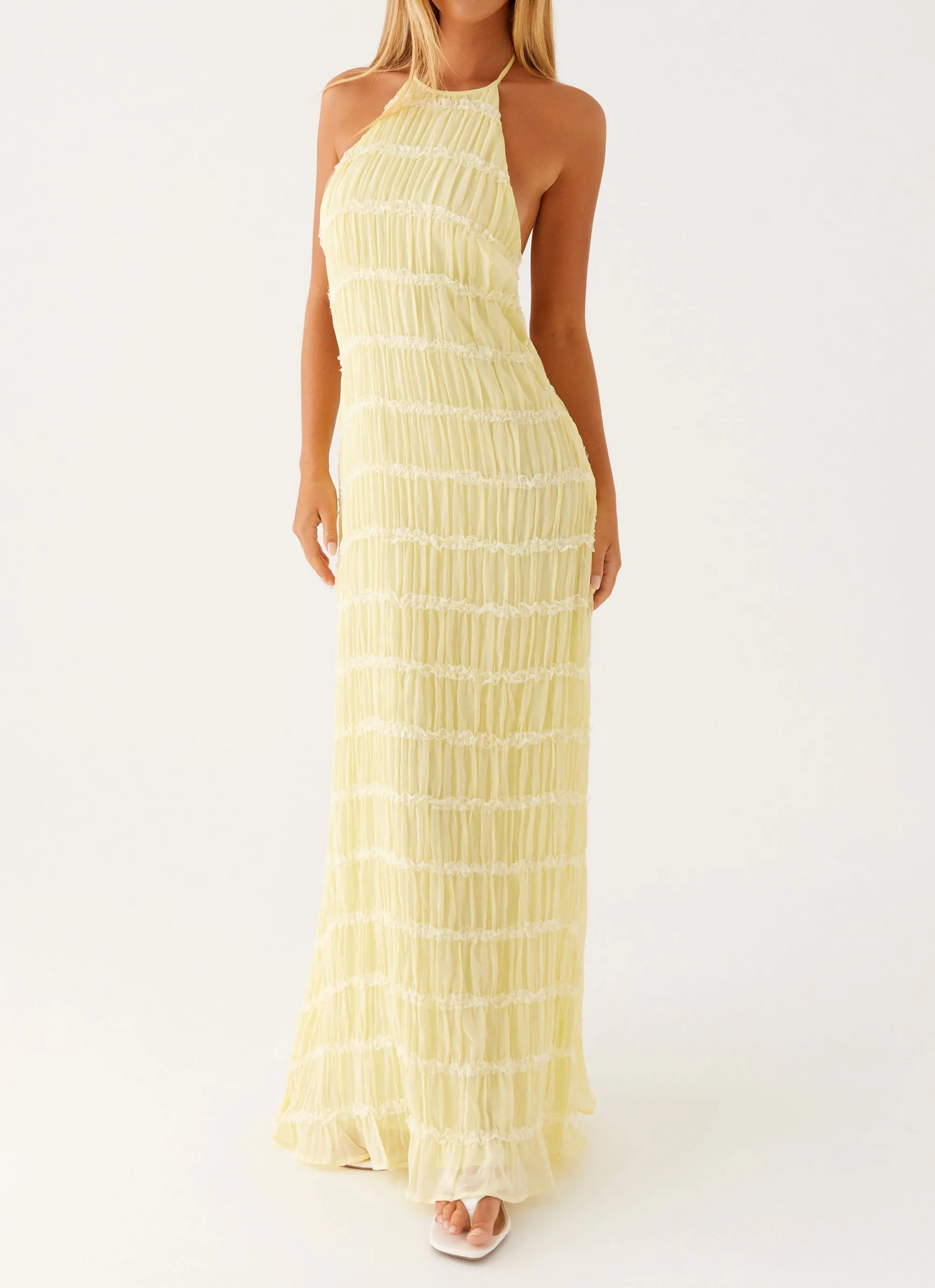 Aullie Maxi Dress - Yellow Smooth Stitch Pattern
