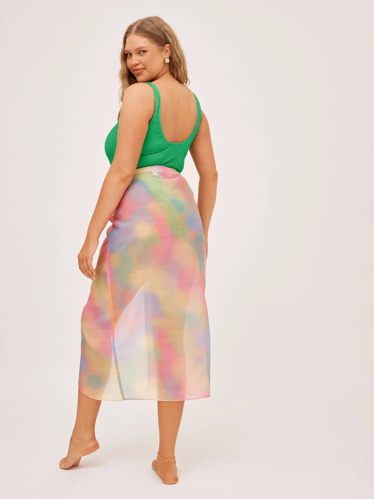 Knitted Fabric Aurelia Sheer Beach Sarong / Pastel Ombre