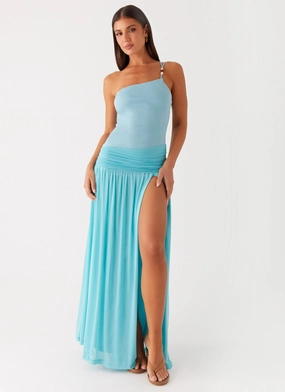 Feminine Structure Artistic Edge Aurelia Maxi Dress - Aqua