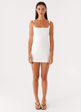 Autumn Ready Aretha Mini Dress - White Wardrobe-Staple New York Aretha Mini Dress - White
