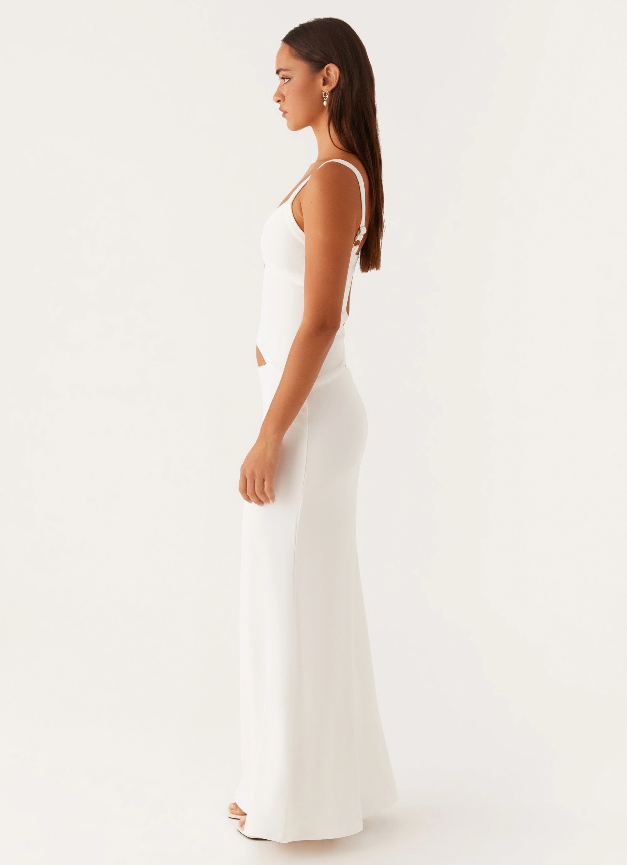 Jocelyn Maxi Dress - White Clasp-Closure Korean Mood