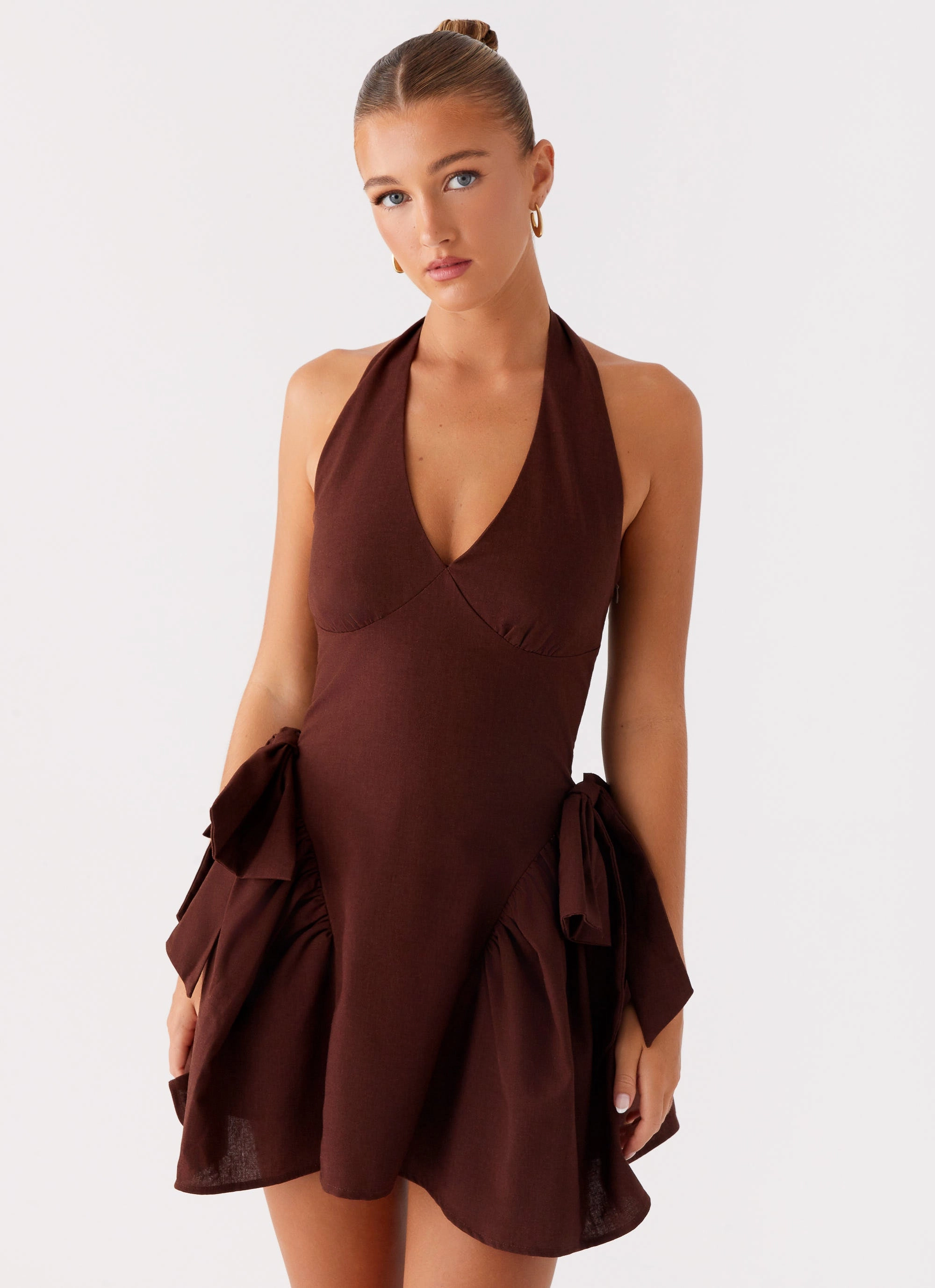 Calm Flow Modern Layers Avalo Mini Dress - Chocolate