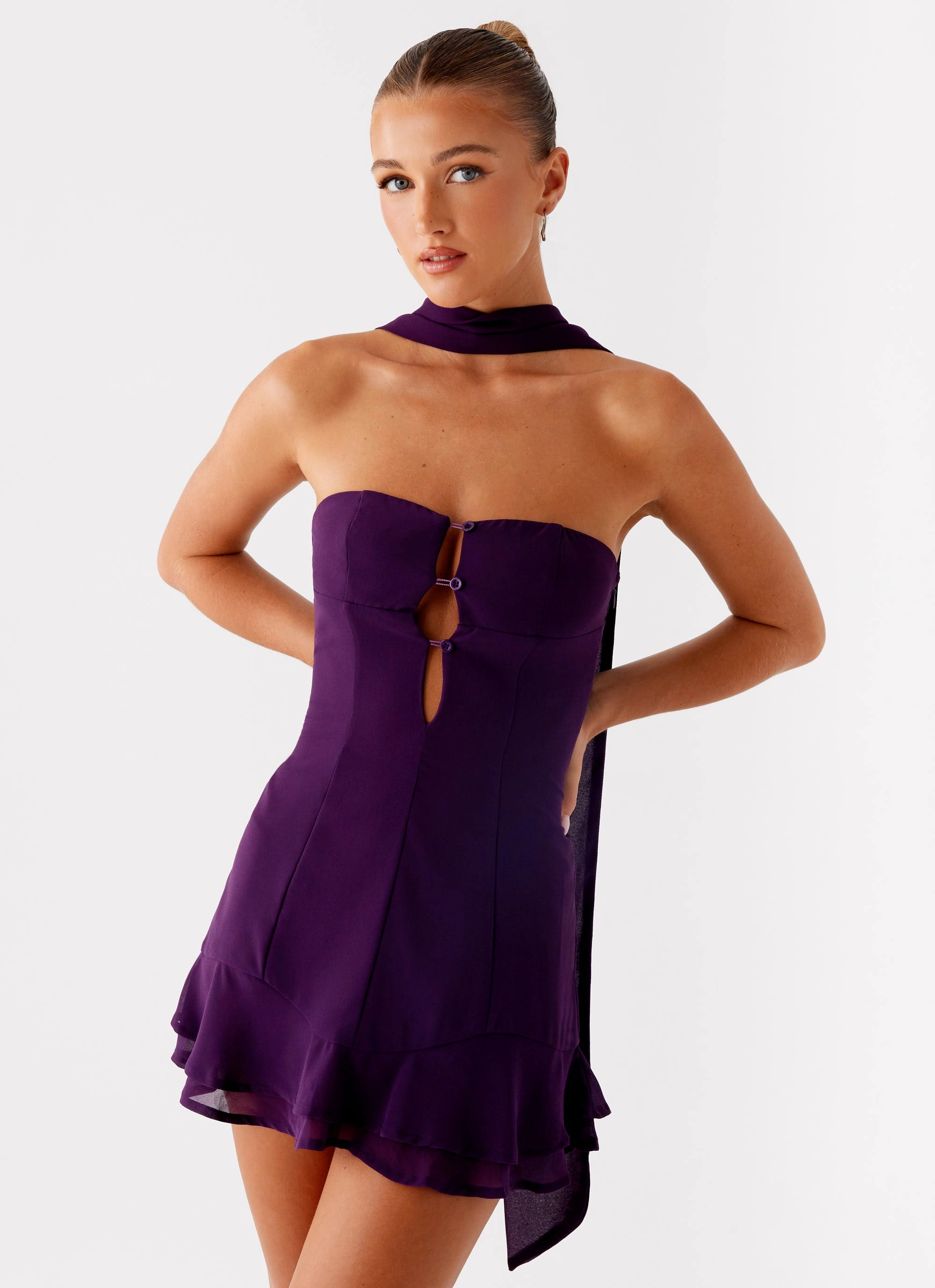 Country View Avenue Mini Dress - Plum