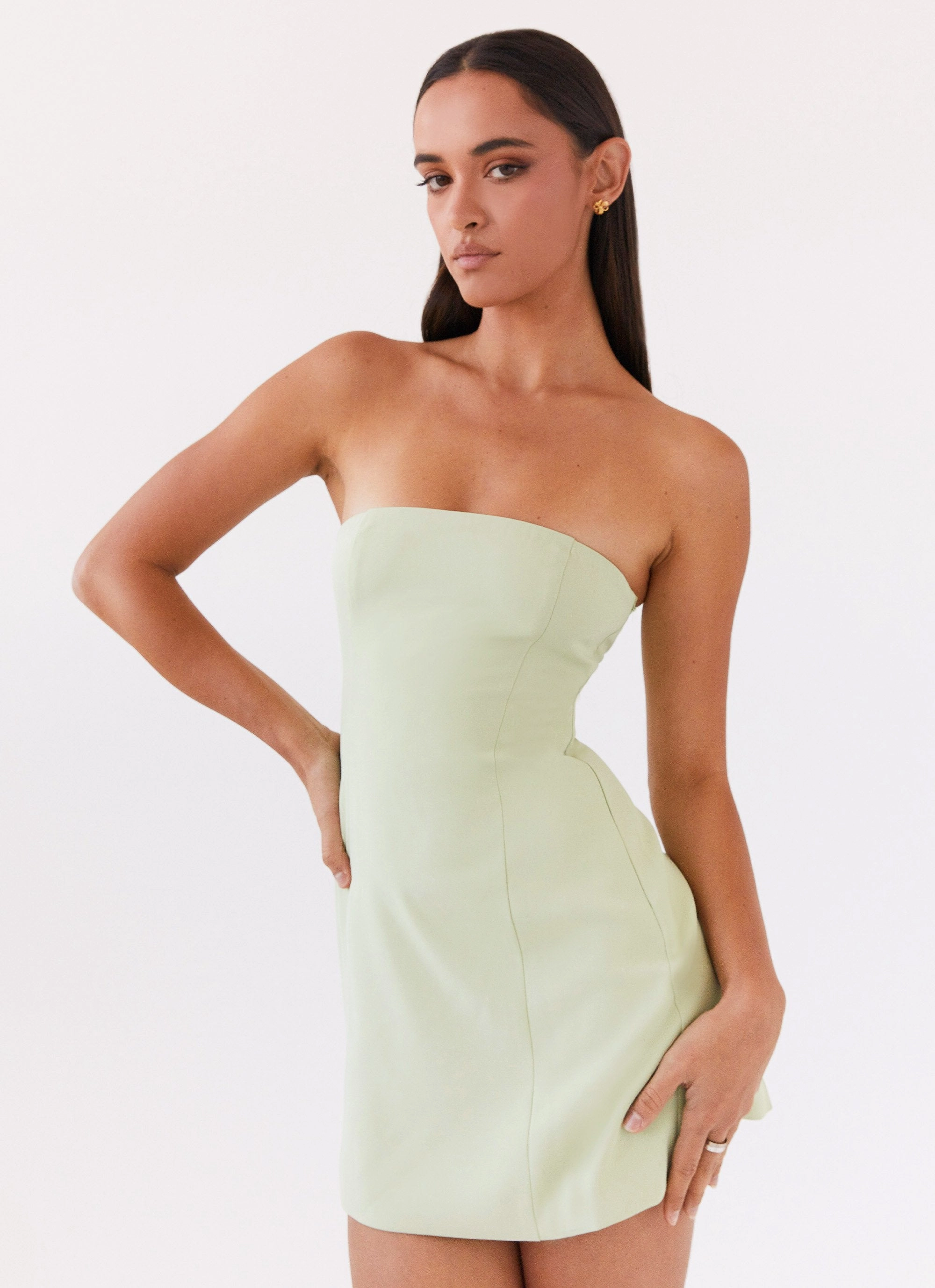 Ayanna Strapless Mini Dress - Green Zest Chic Casual Wear Family Warm