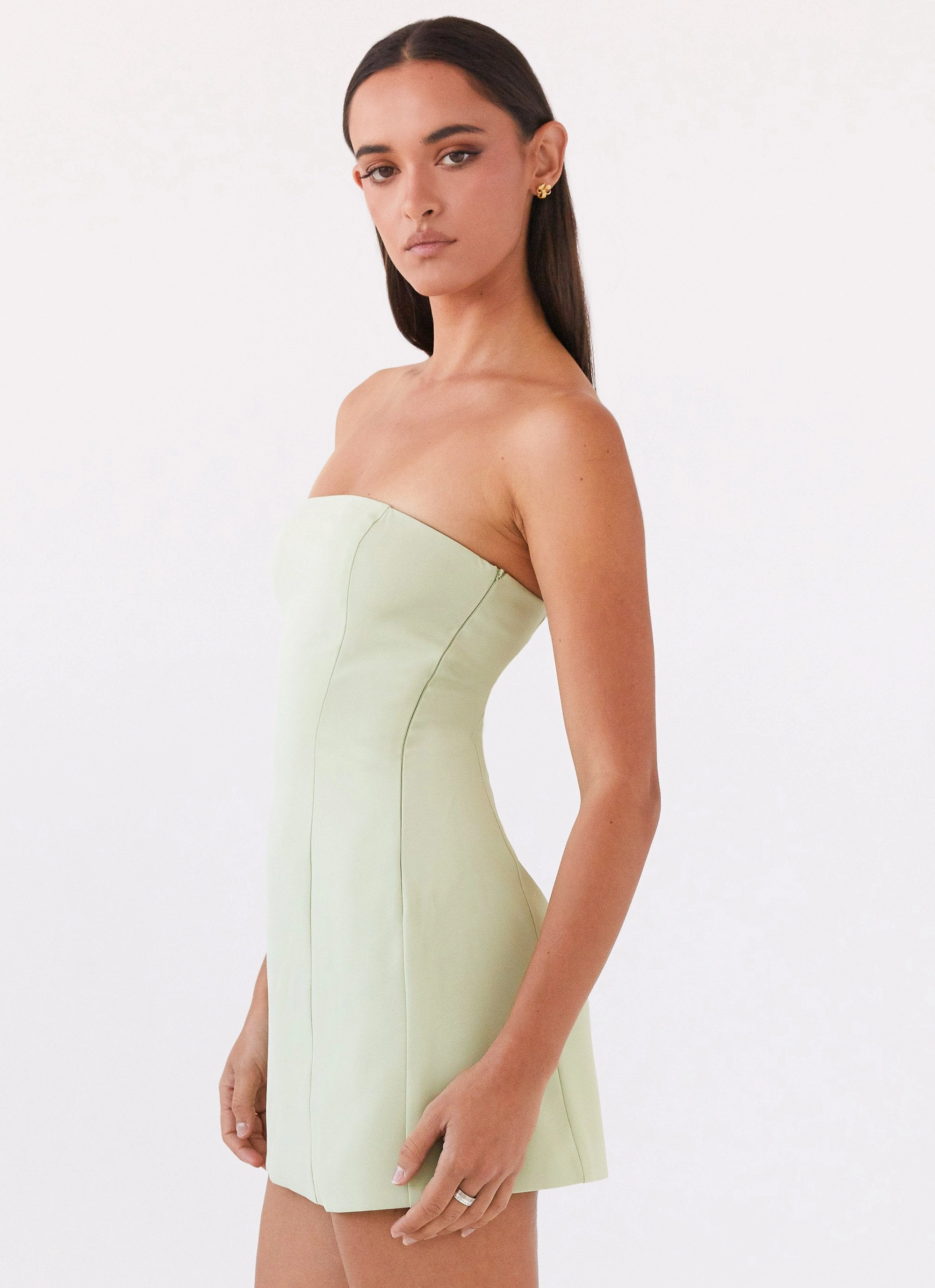 Ayanna Strapless Mini Dress - Green Zest Polished and Elegant