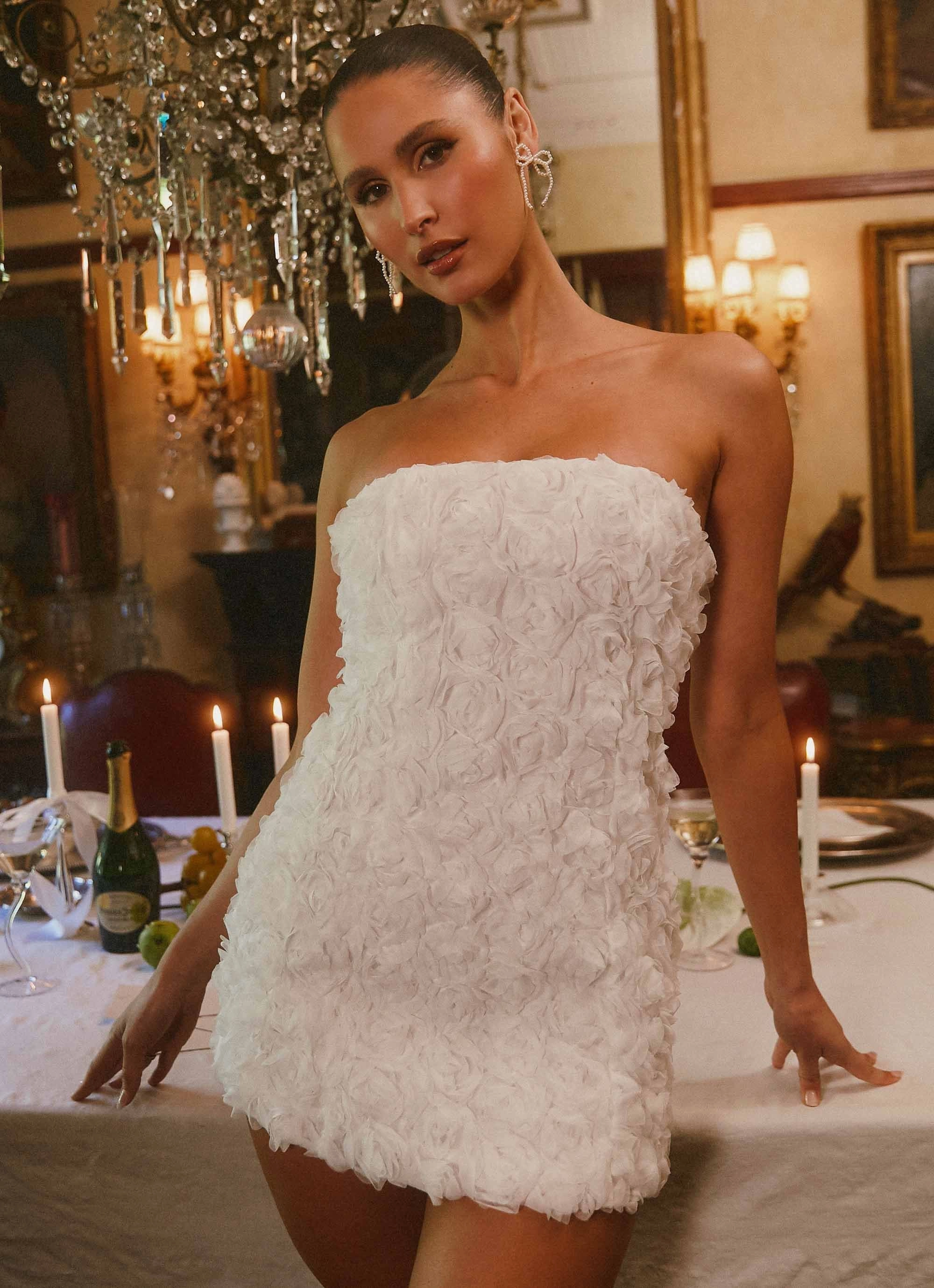 AdjustableStraps Ayanna Strapless Mini Dress - White