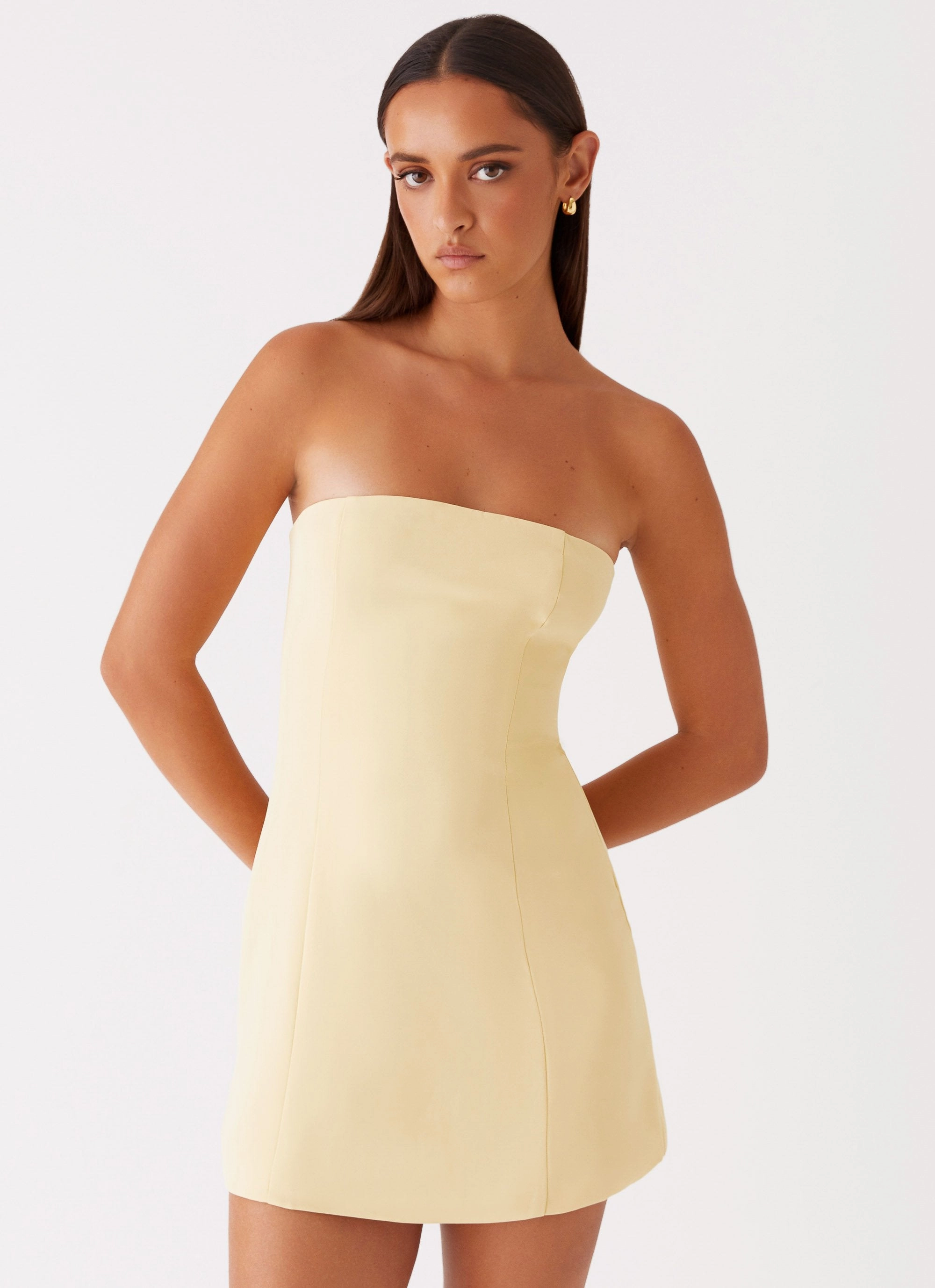 Modest Look Everyday Piece Ayanna Strapless Mini Dress - Yellow