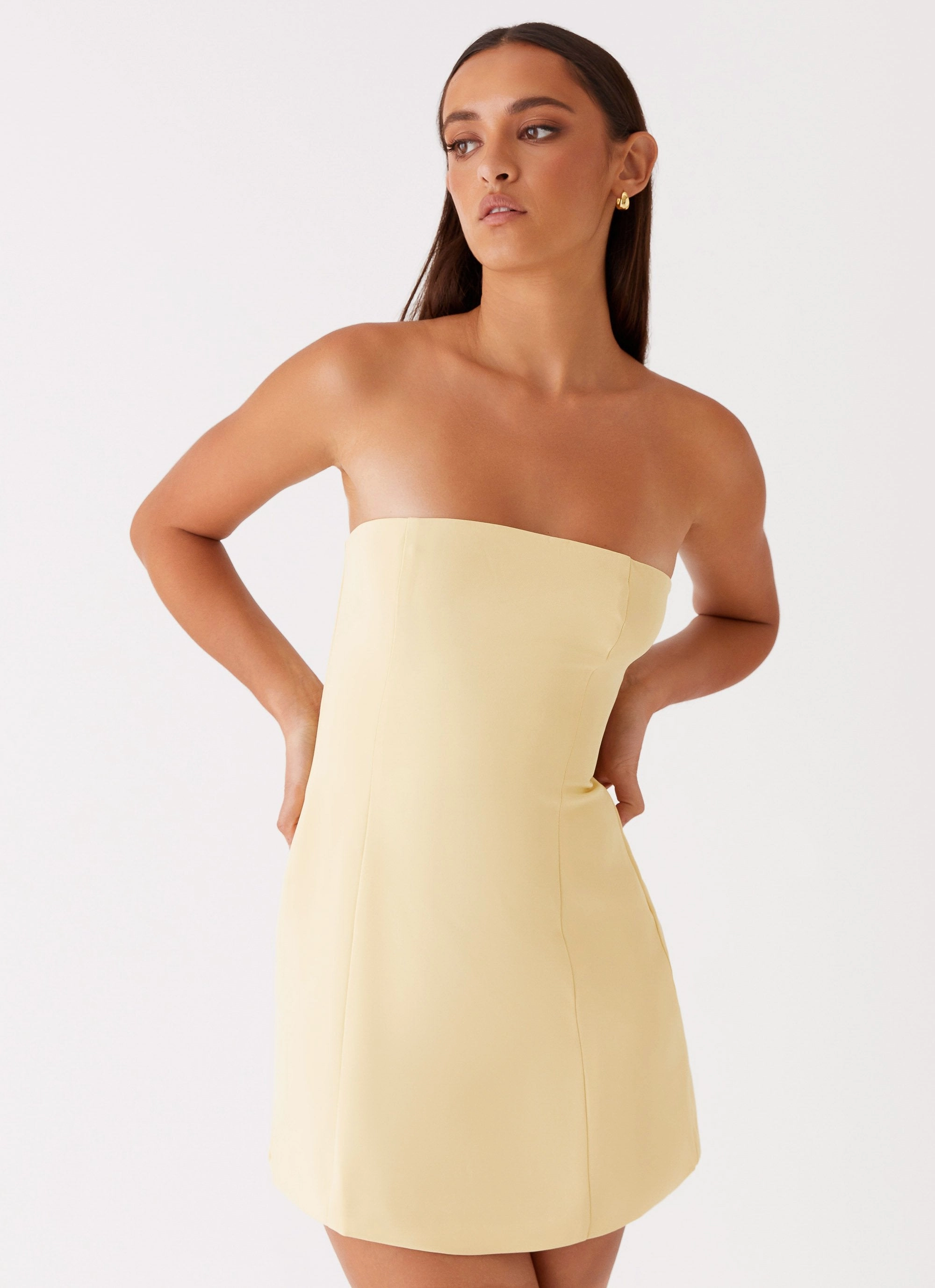 Cozy Vibe Bodycon-Fit Ayanna Strapless Mini Dress - Yellow