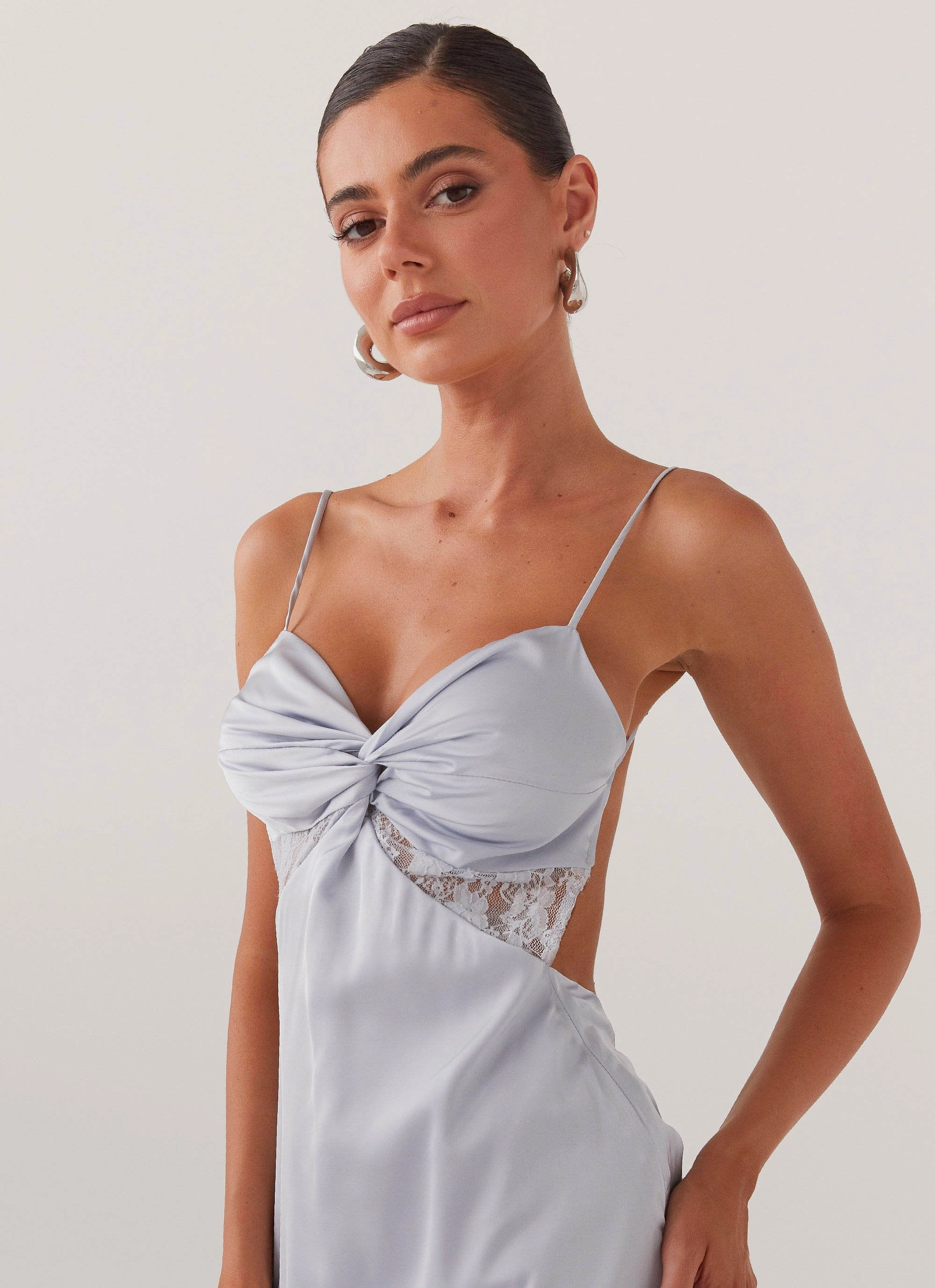 Ayla Satin Mini Dress - Arctic Blue Country View Smooth-Lining