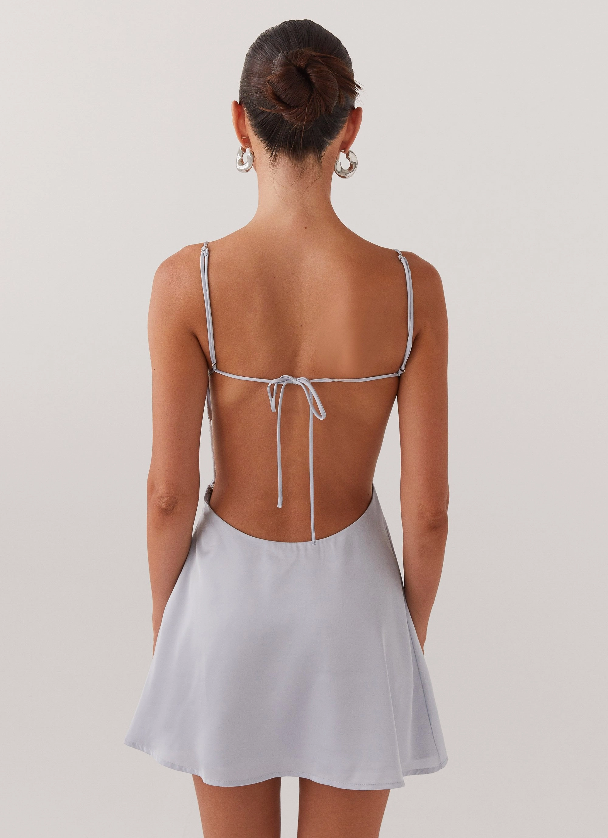 Ayla Satin Mini Dress - Arctic Blue Beadwork