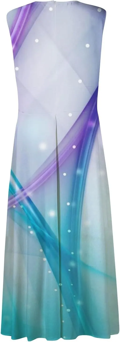 Azeralia Spring Dresses for Women 2024 V-Neck Sleeveless Sun Dress for Beach Vacation Sundresses for Women Plus Size Dresses