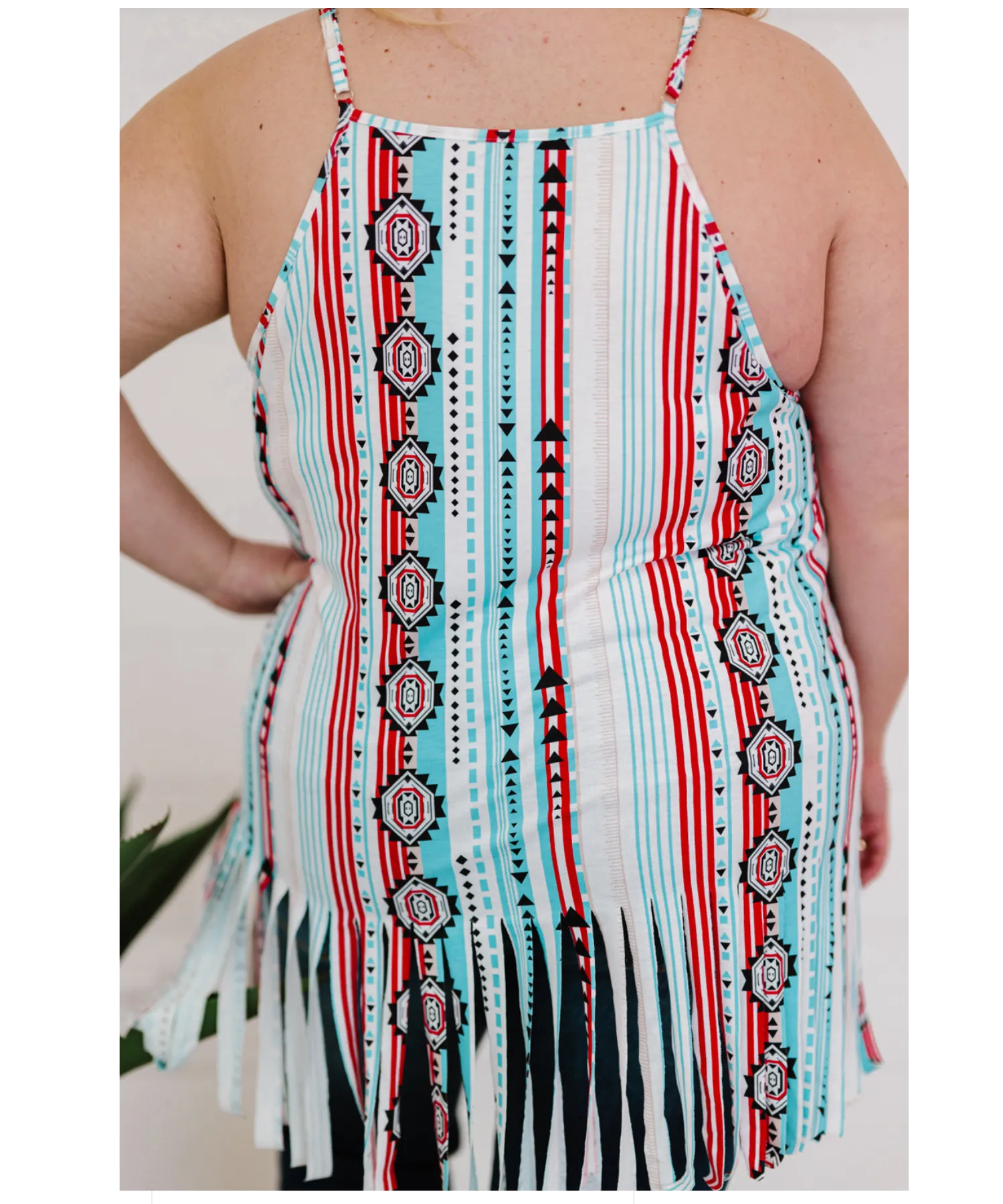 Aztec Print Tassel Plus Size Tank