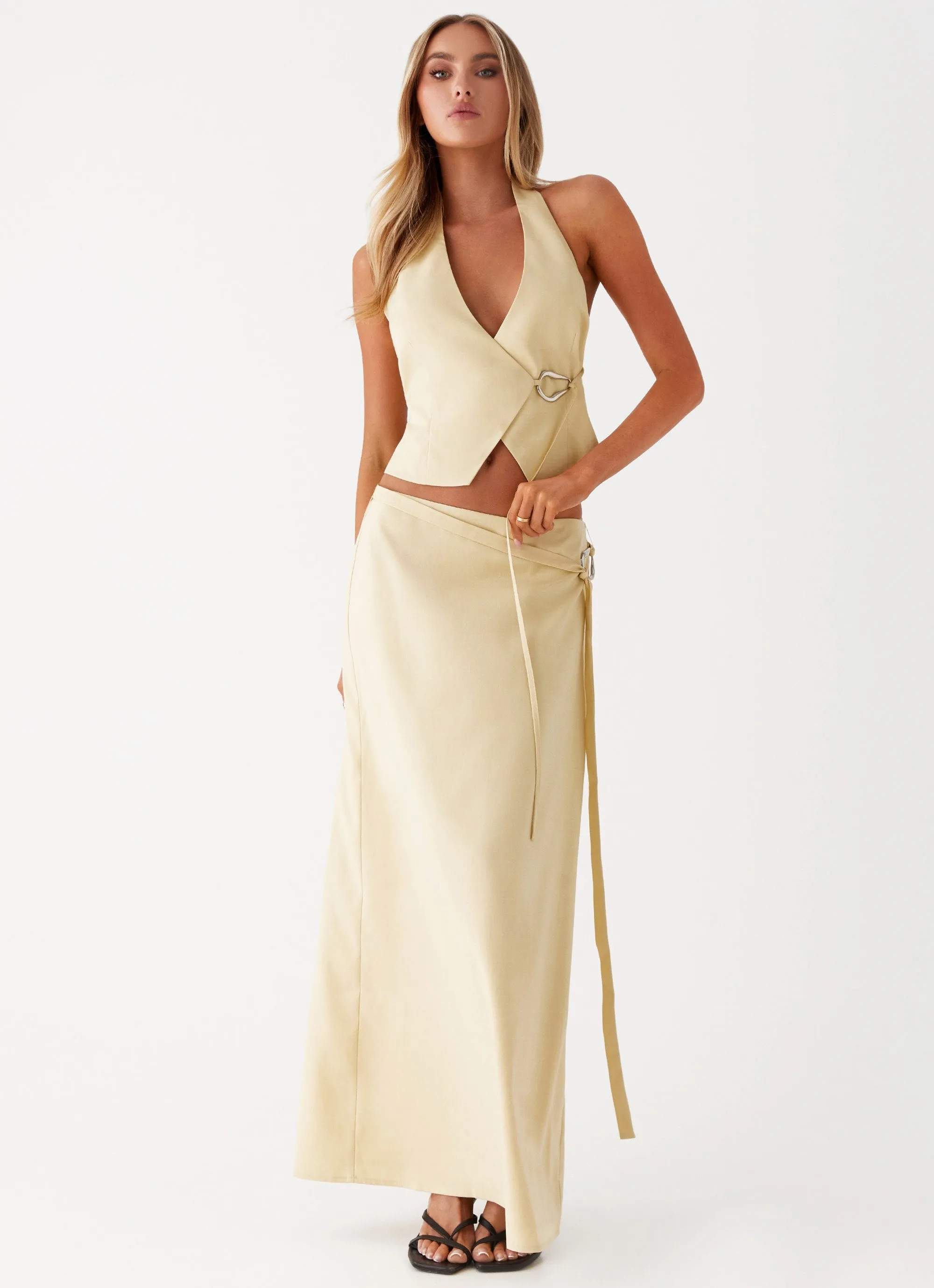 Lined interior Azura Maxi Skirt - Yellow