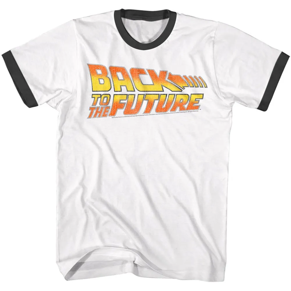 Back To The Future Worn Logo Men's Ringer T-Shirt