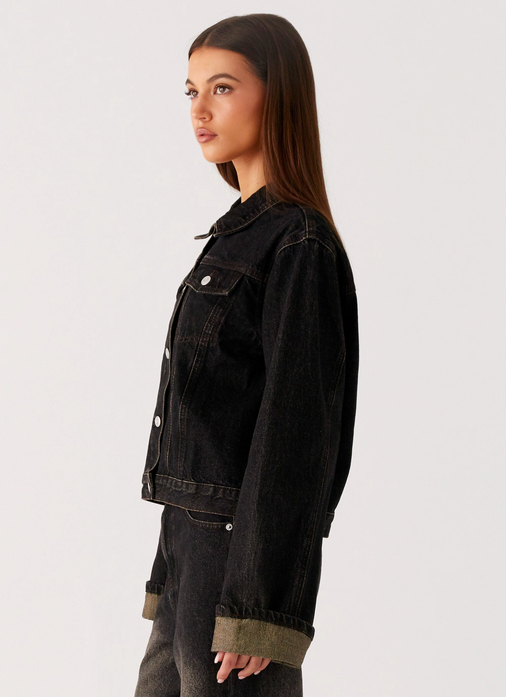 Back Again Oversized Denim Jacket - Acid Charcoal Ventilation System Reversible Layer