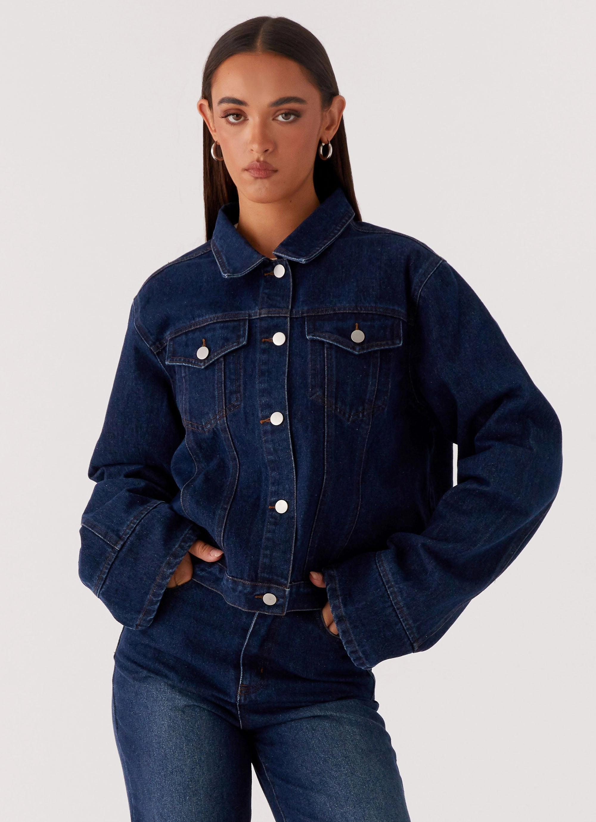 Layer Friendly Shape Back Again Oversized Denim Jacket - Vintage Blue