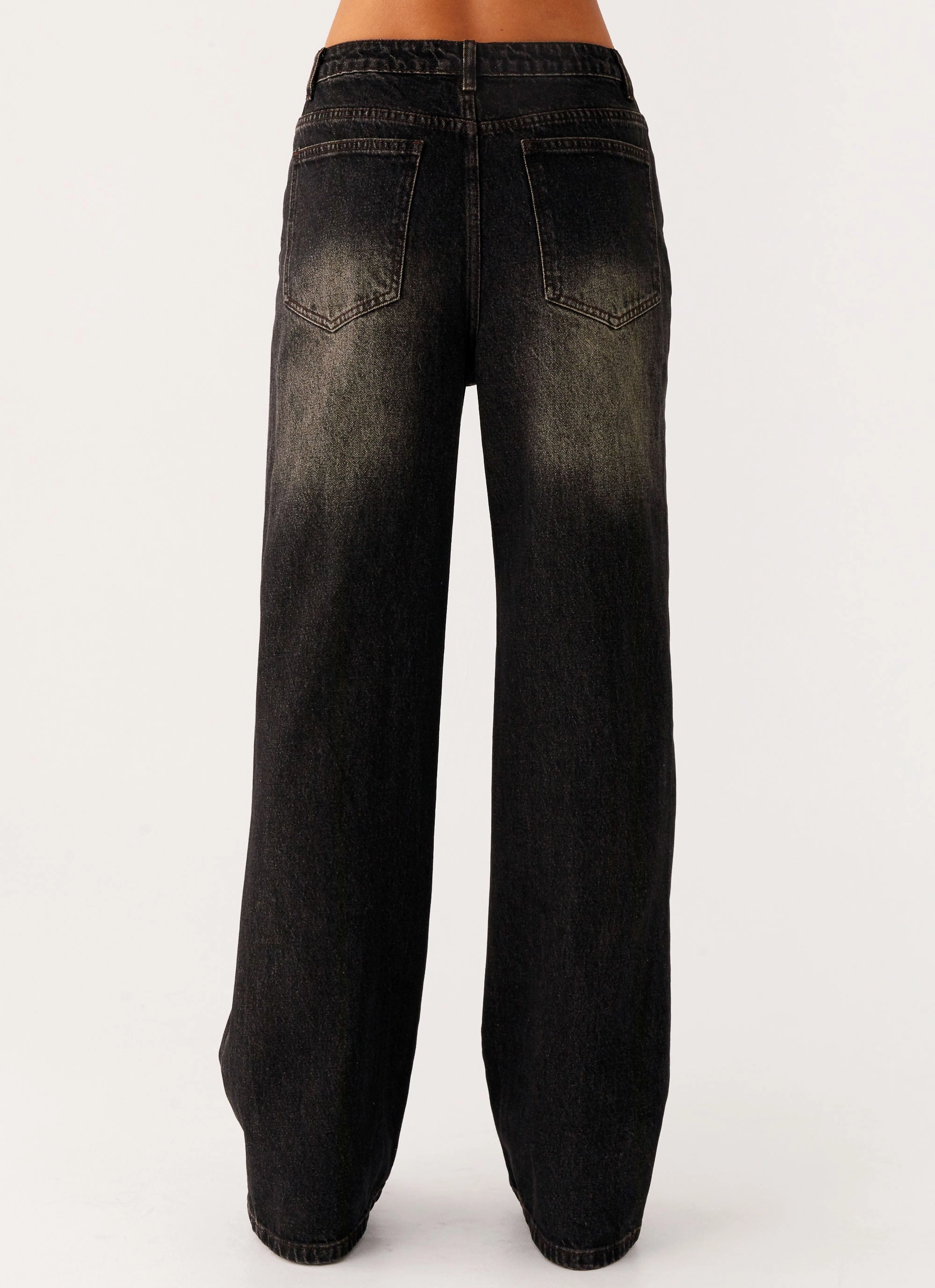 Back Again Straight Leg Denim Jeans - Acid Charcoal Durable Triple Stitched Seams