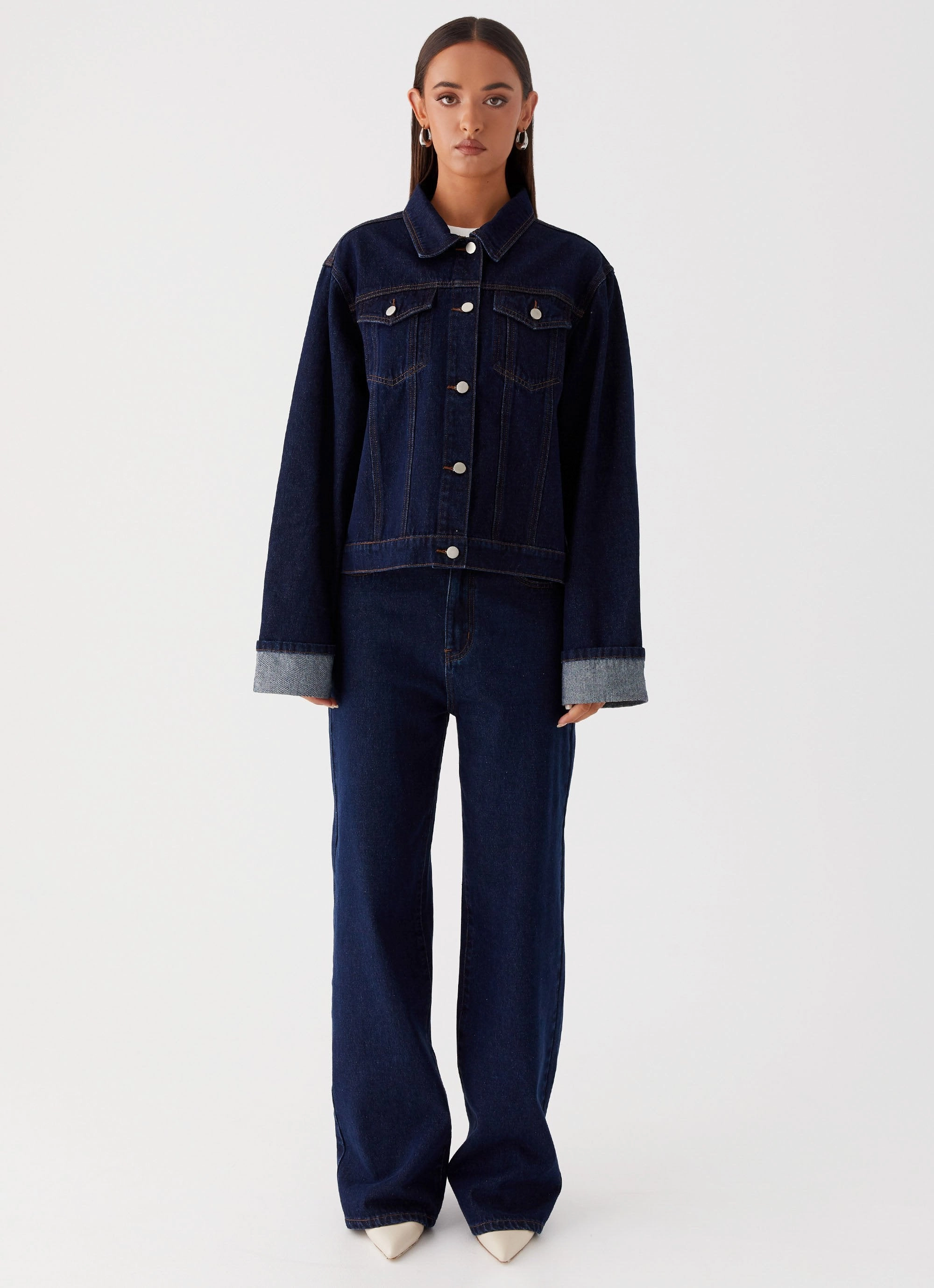 Back Again Straight Leg Denim Jeans - Blue Stylish Casual