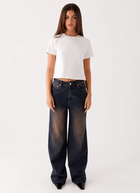 Back Again Straight Leg Denim Jeans - Brown Blue Acid Wash Pure Style Back Again Straight Leg Denim Jeans - Brown Blue Acid Wash Durable Minimalist Style Party Look Fashion friendly