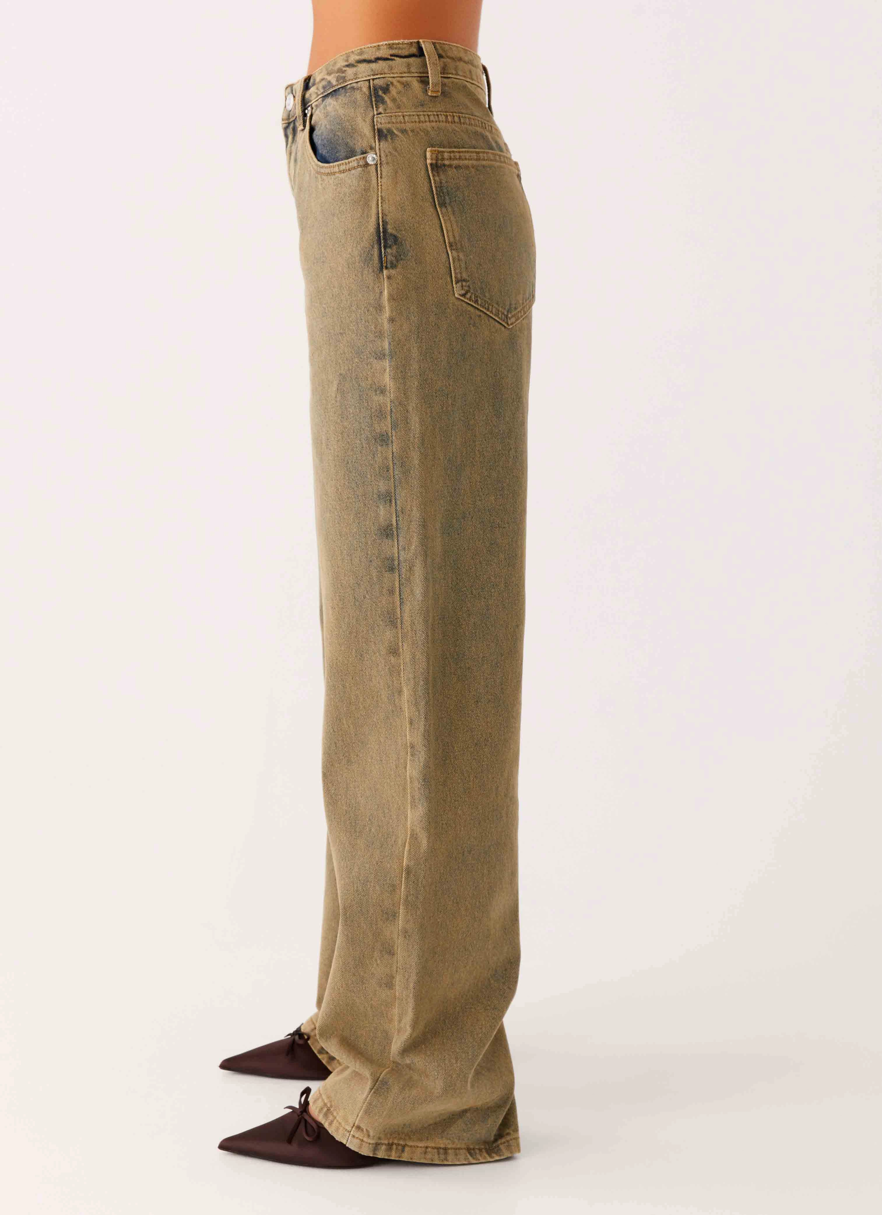 Back Again Straight Leg Denim Jeans - Brown Sand Wash Fashion Focus Basic Fashion