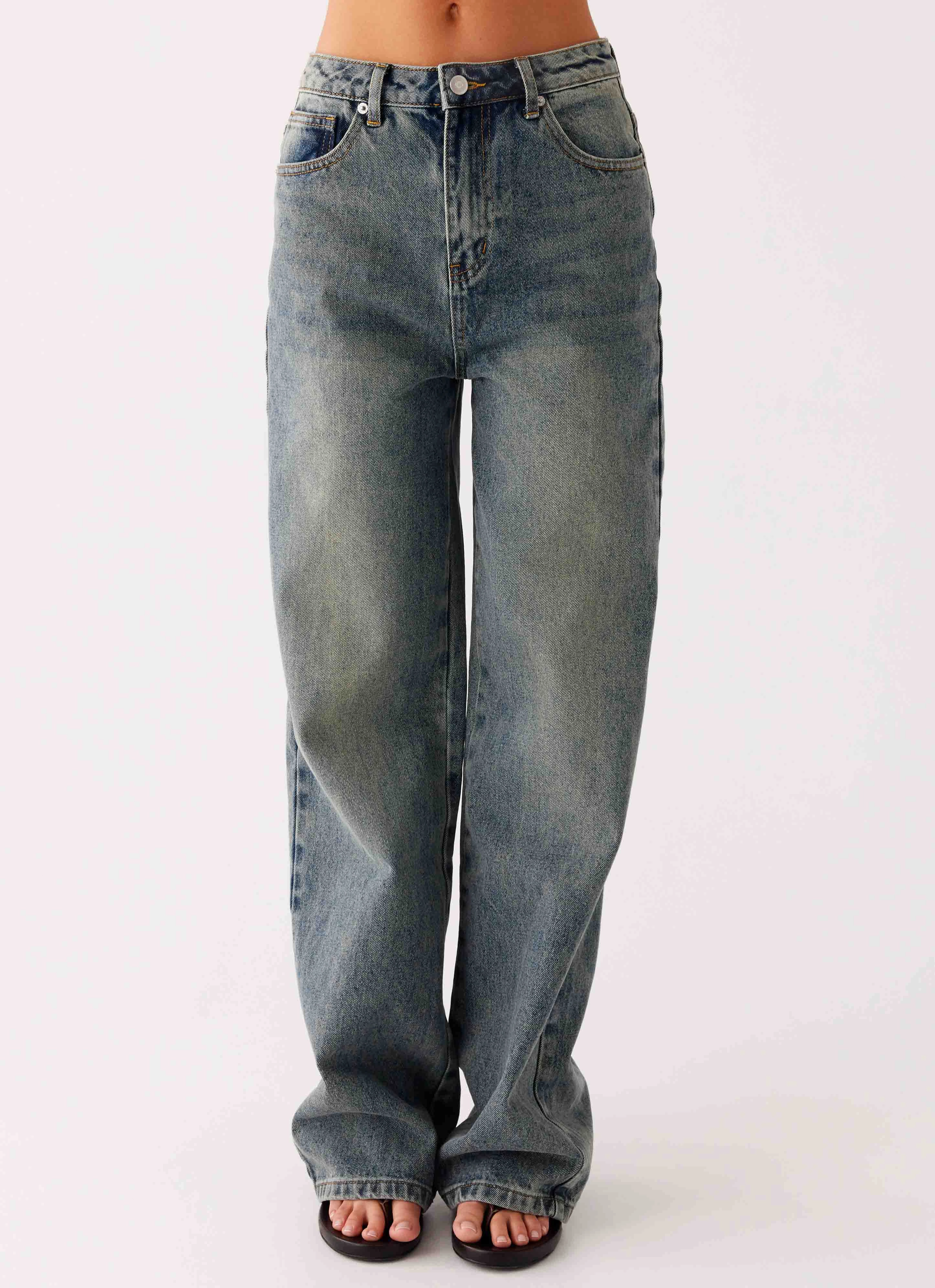 Back Again Straight Leg Denim Jeans - Dirty Wash Everyday Piece