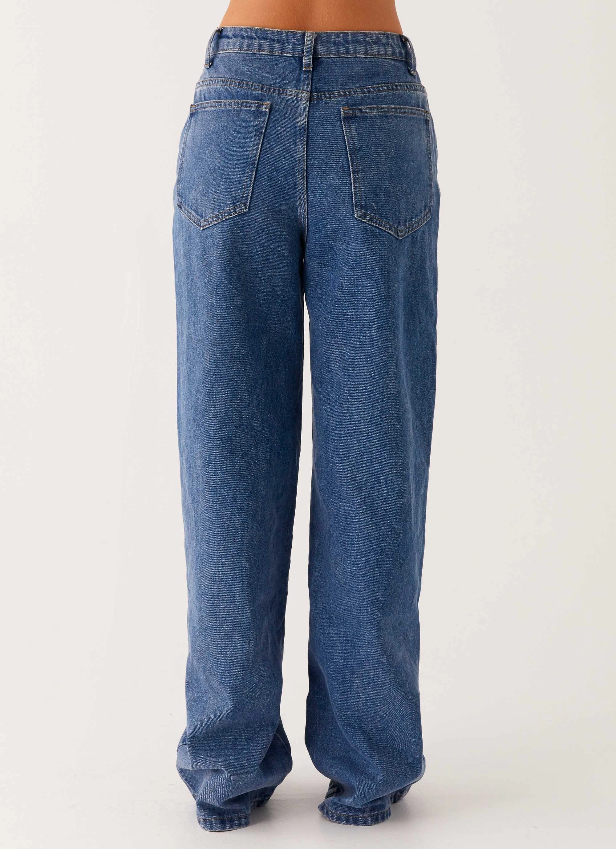 Back Again Straight Leg Denim Jeans - True Blue Stretch Fabric