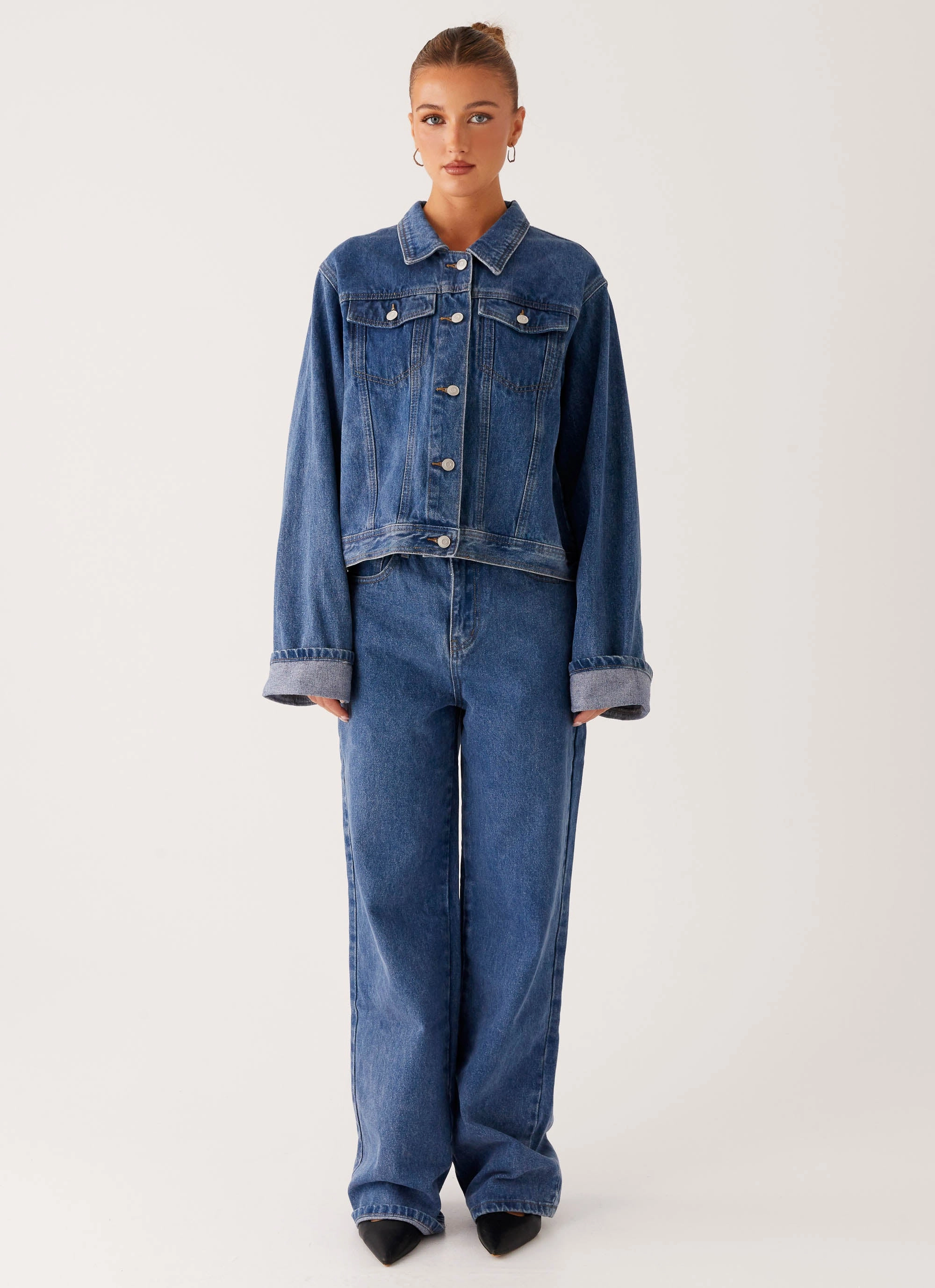 Back Again Straight Leg Denim Jeans - True Blue Comfy Tailoring Versatile Tailoring